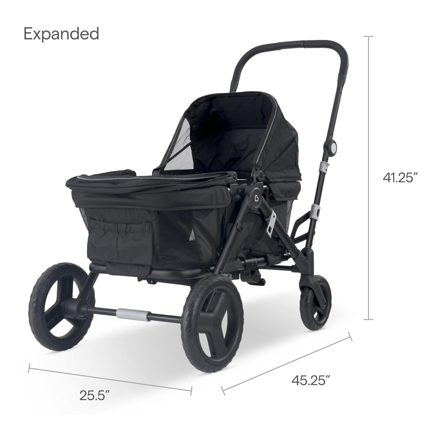 imageMunchkin Collapsible Wagon for Kids Foldable UltraCompact and Lightweight Stroller Wagon AllTerrain Wheels Adjustable Sun Canopy  Holds Up to 2 Passengers BlackStroller Wagon