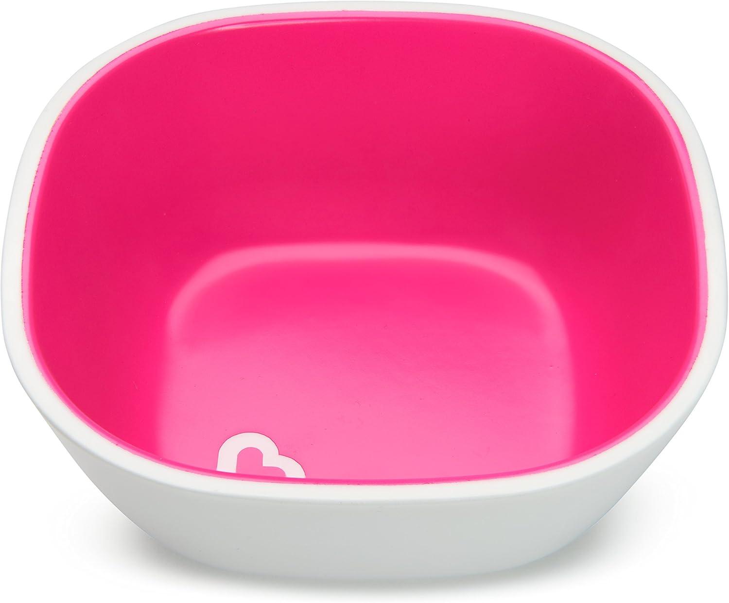 imageMunchkin Color Me Hungry 7pc Toddler Feeding Supplies Set Includes Plates Bowl Open Cup and Utensils in a Gift Box BluePink 7pc Set