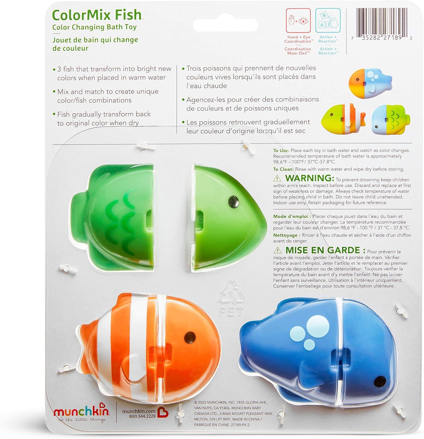 imageMunchkin ColorMix Fish Fun Bath Toy for Baby and Toddler Changes Color in Water3 Count Pack of 1