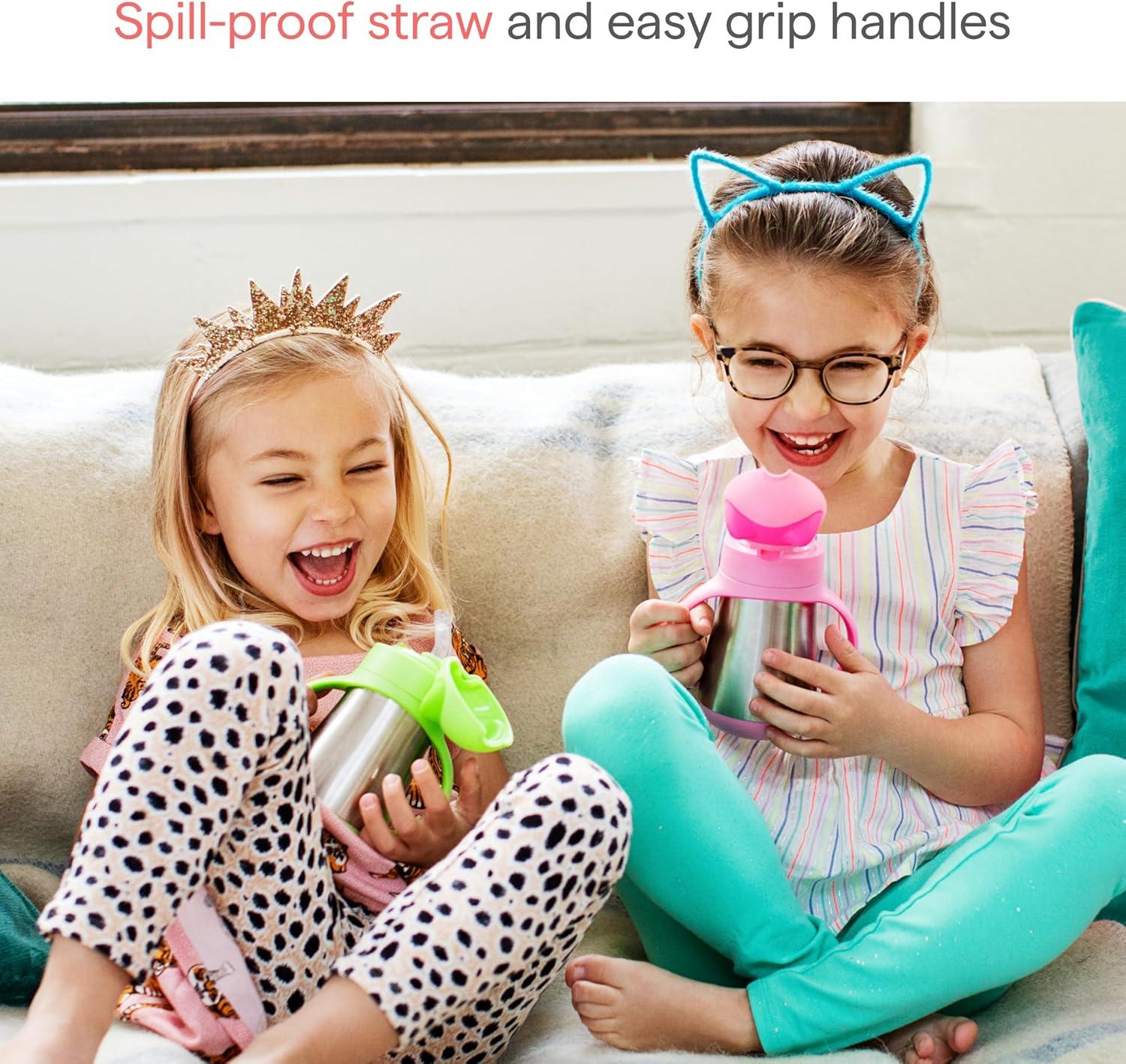 imageMunchkin Cool Cat Sippy Cup for Toddlers Stainless Steel Straw Cup 8 Ounce PurpleBlue
