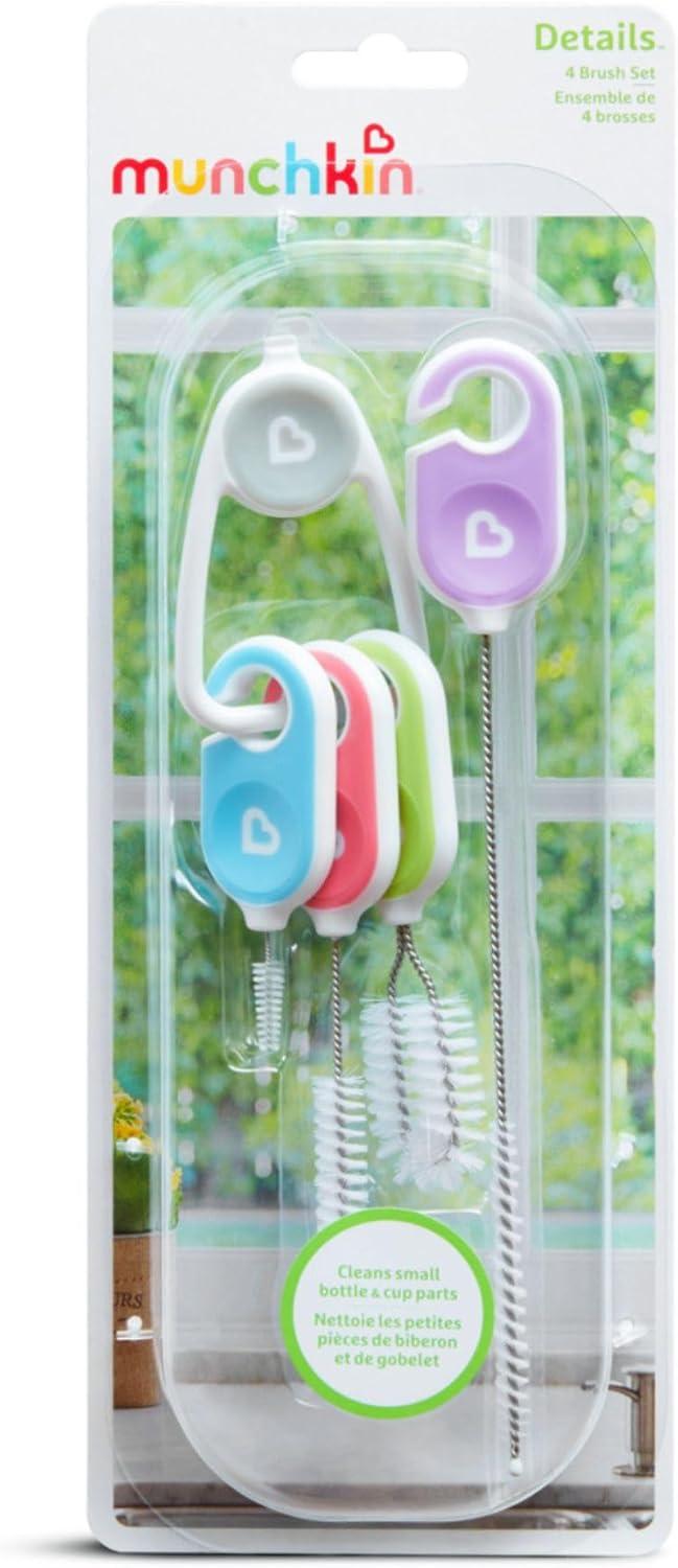 imageMunchkin Details Bottle and Cup Cleaning Brush 4 Piece Set with Key Ring4 Piece Set