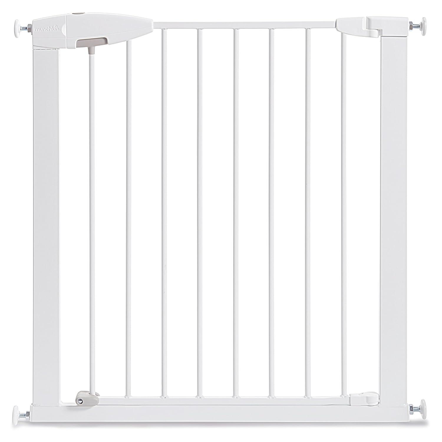 imageMunchkin Easy Close Pressure Mounted Baby Gate for Stairs Hallways and Doors Walk Through with Door Metal White 35x295 Inch Pack of 1White