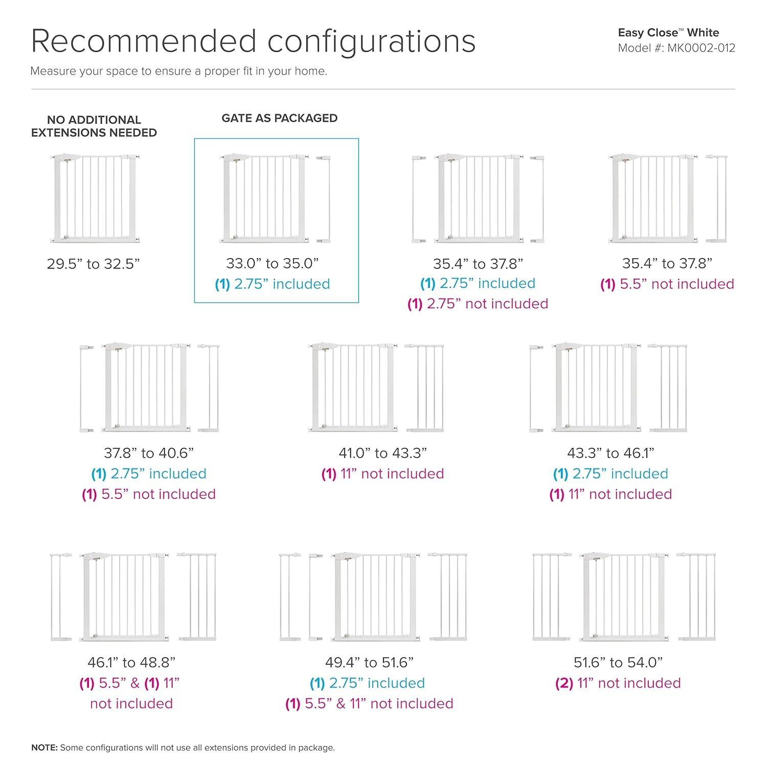imageMunchkin Easy Close Pressure Mounted Baby Gate for Stairs Hallways and Doors Walk Through with Door Metal White 35x295 Inch Pack of 1White