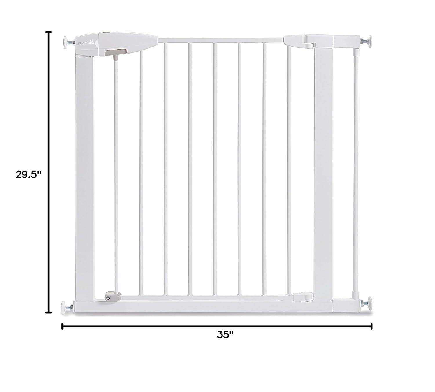 imageMunchkin Easy Close Pressure Mounted Baby Gate for Stairs Hallways and Doors Walk Through with Door Metal White 35x295 Inch Pack of 1White