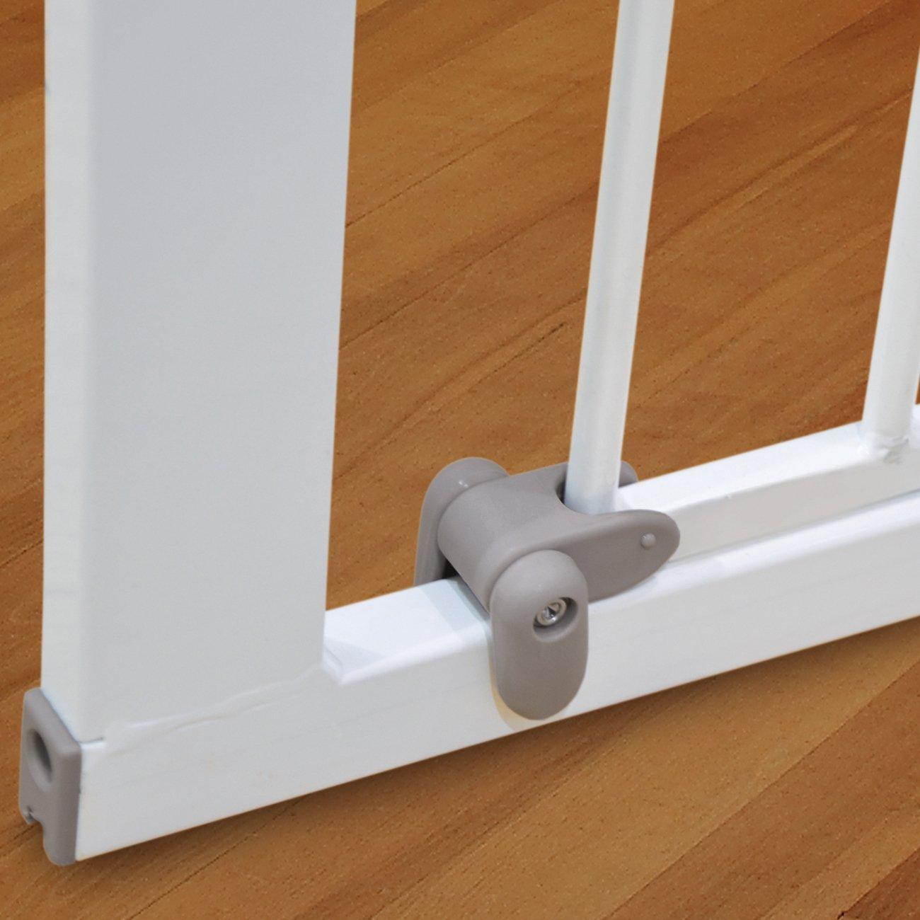 imageMunchkin Easy Close Pressure Mounted Baby Gate for Stairs Hallways and Doors Walk Through with Door Metal White 35x295 Inch Pack of 1White