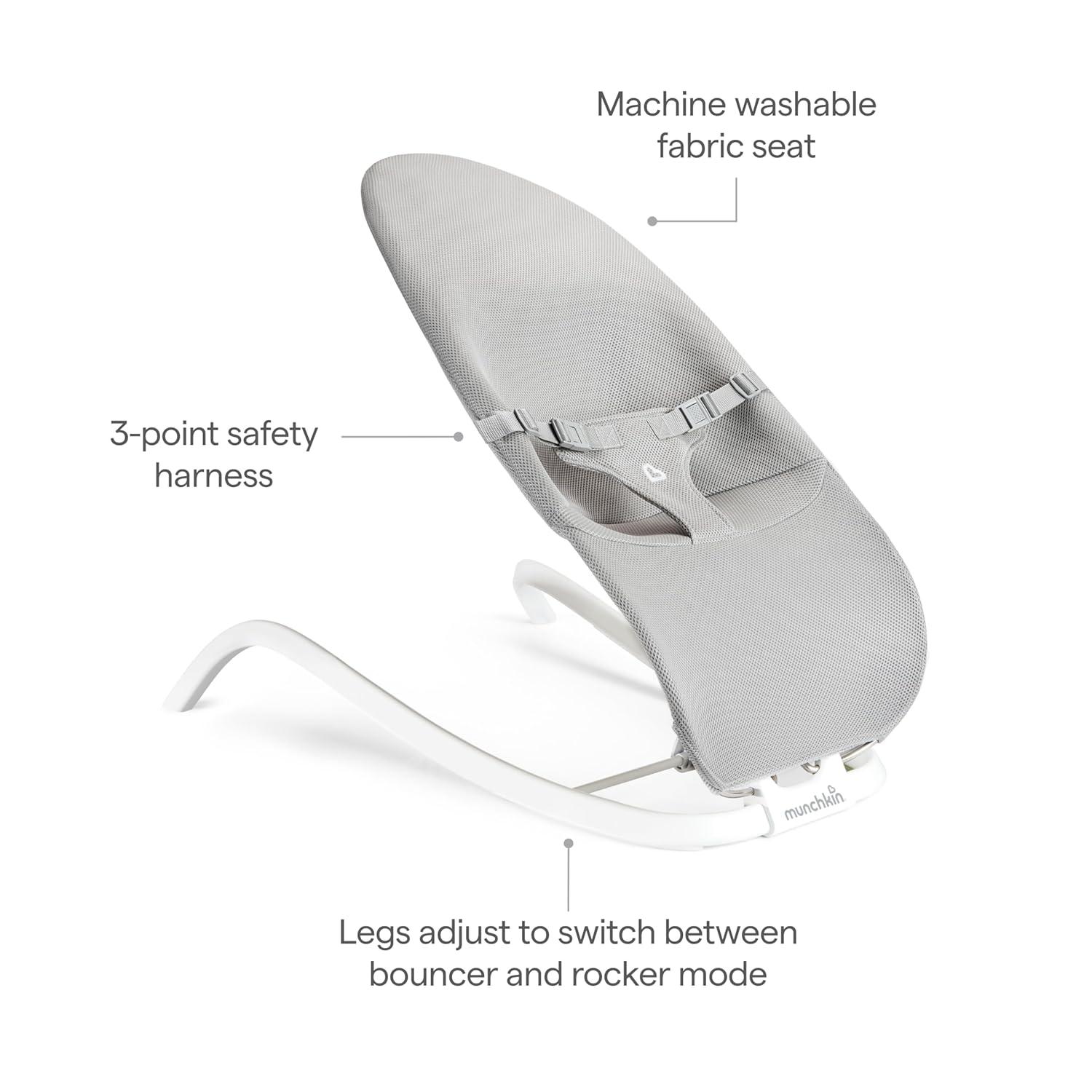 imageMunchkin Electric Baby Bouncer ampamp Rocker with Digital Touch Display Soothing Sounds ampamp 3 Recline Positions  Automatic Bouncing ampamp Rocking GreyManual BouncerRocker