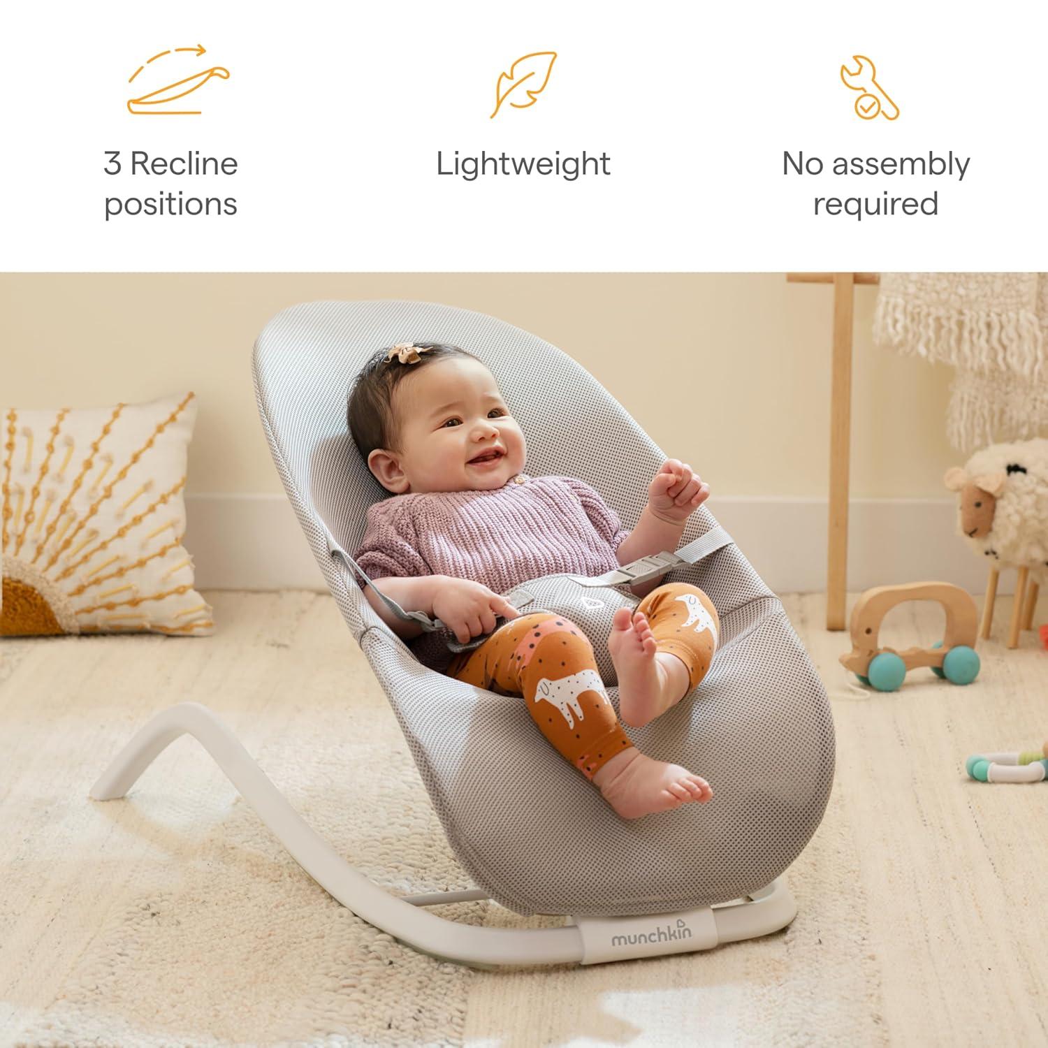imageMunchkin Electric Baby Bouncer ampamp Rocker with Digital Touch Display Soothing Sounds ampamp 3 Recline Positions  Automatic Bouncing ampamp Rocking GreyManual BouncerRocker