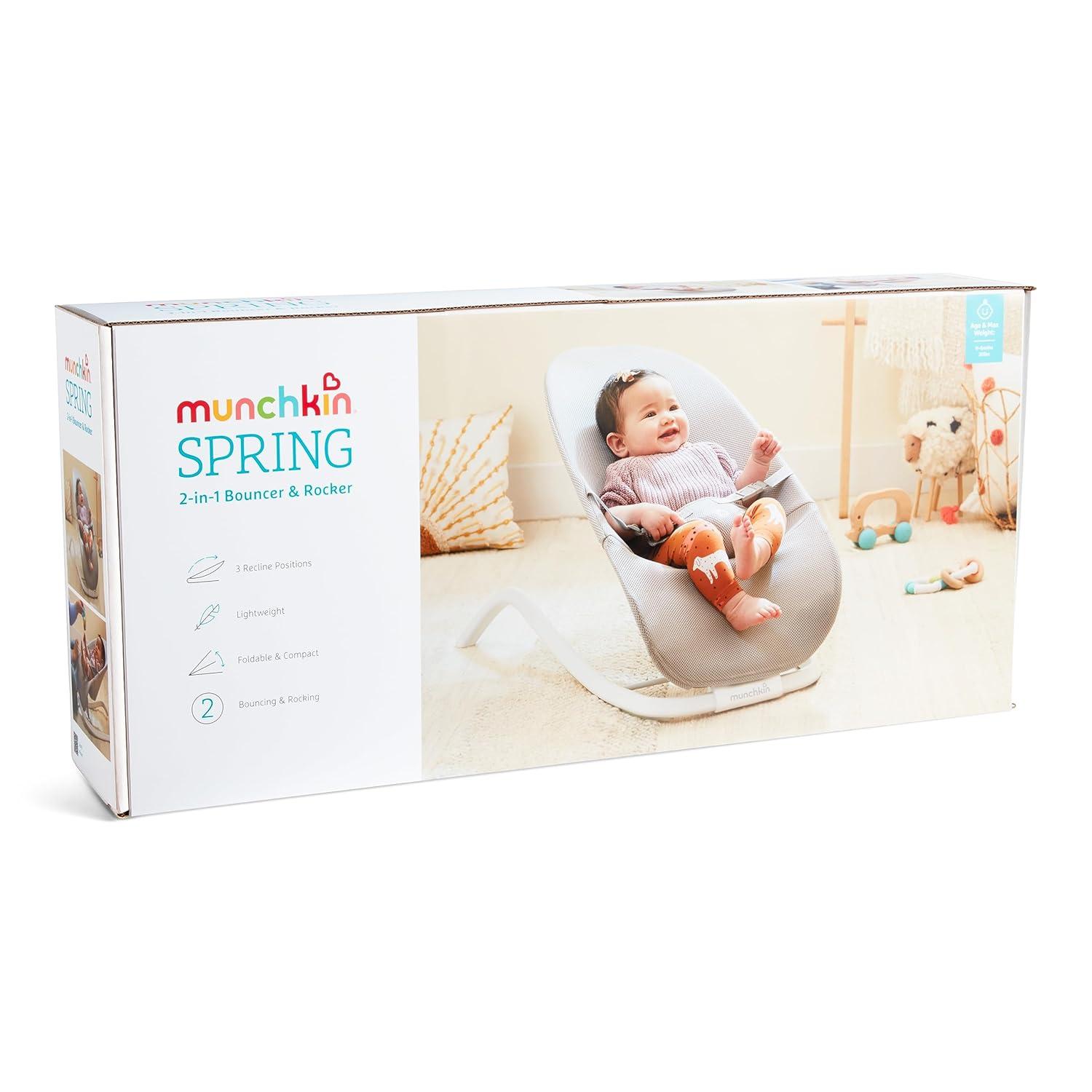 imageMunchkin Electric Baby Bouncer ampamp Rocker with Digital Touch Display Soothing Sounds ampamp 3 Recline Positions  Automatic Bouncing ampamp Rocking GreyManual BouncerRocker