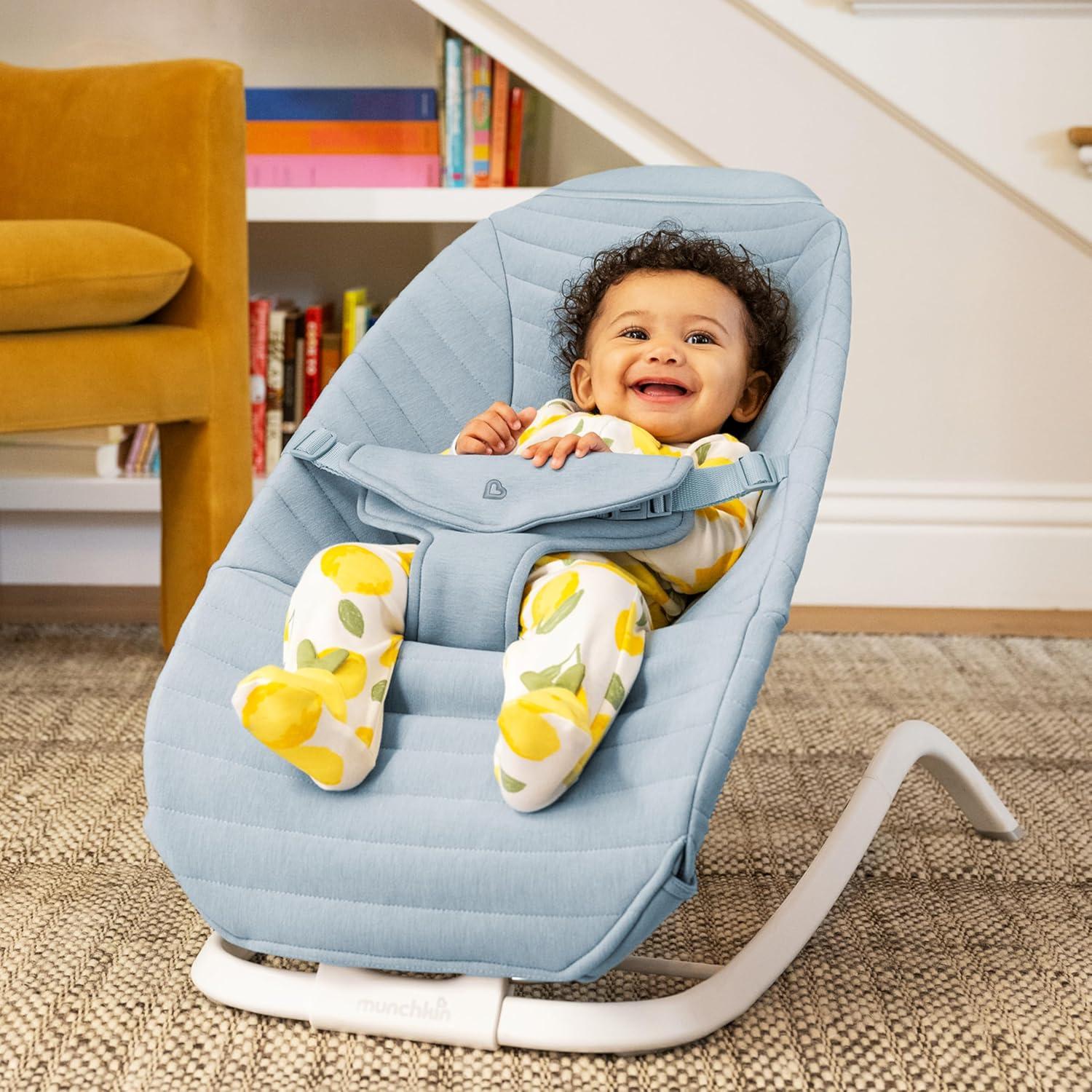 imageMunchkin Electric Baby Bouncer ampamp Rocker with Digital Touch Display Soothing Sounds ampamp 3 Recline Positions  Automatic Bouncing ampamp Rocking GreyBlue Cover