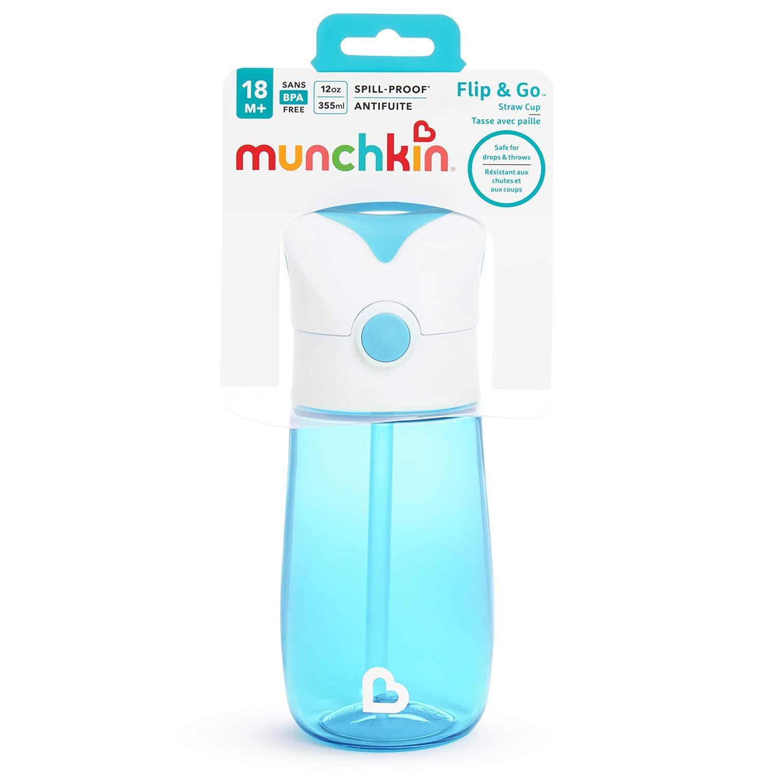 imageMunchkin Flip ampamp Go Toddler Sippy Cup with Straw 12 Ounce Ultra Durable Tritan Material PurpleBlue