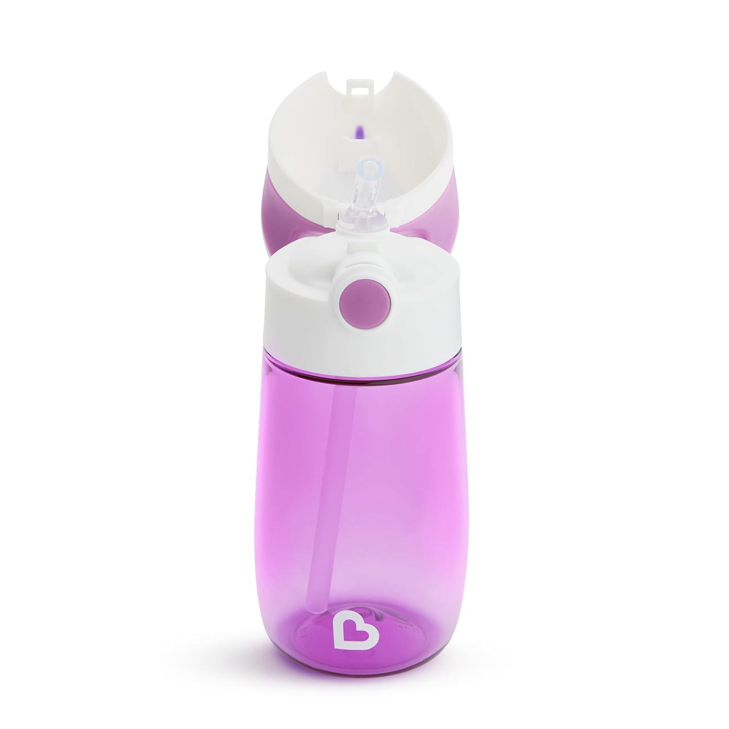imageMunchkin Flip ampamp Go Toddler Sippy Cup with Straw 12 Ounce Ultra Durable Tritan Material PurplePurple