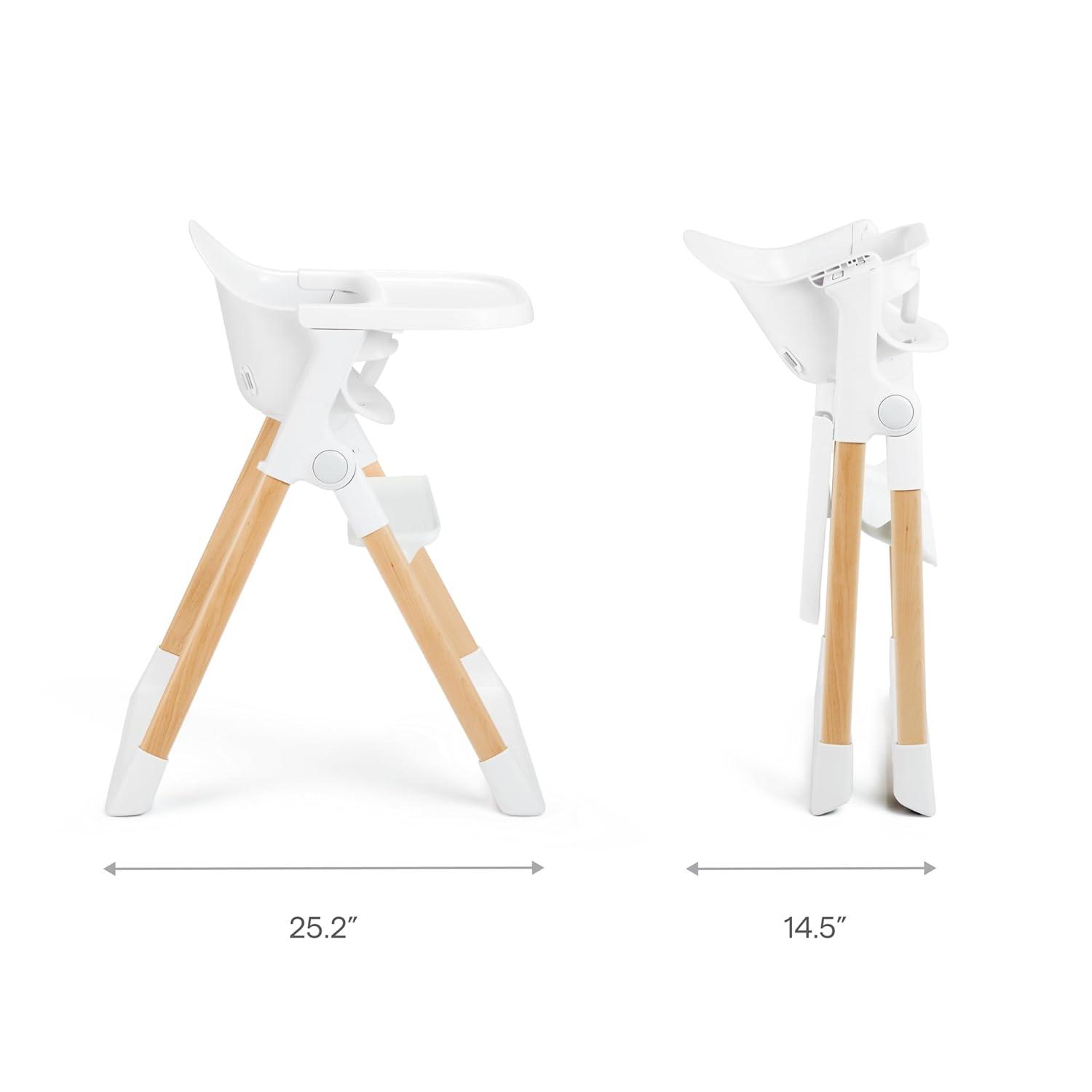 imageMunchkin Float Baby High Chair Foldable and Easy to Clean for Babies and Toddlers White with Wooden LegsWhite