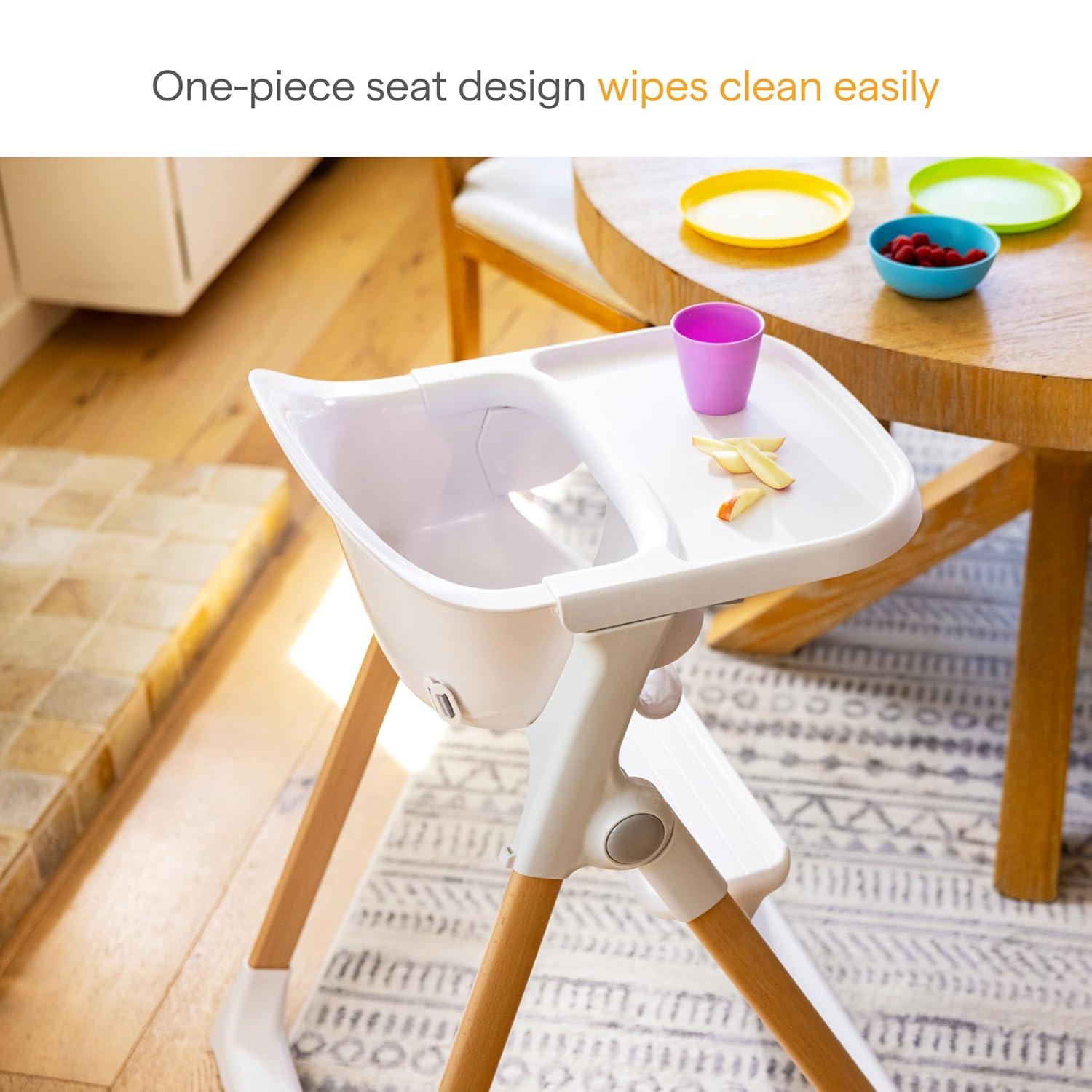 imageMunchkin Float Baby High Chair Foldable and Easy to Clean for Babies and Toddlers White with Wooden LegsWhite