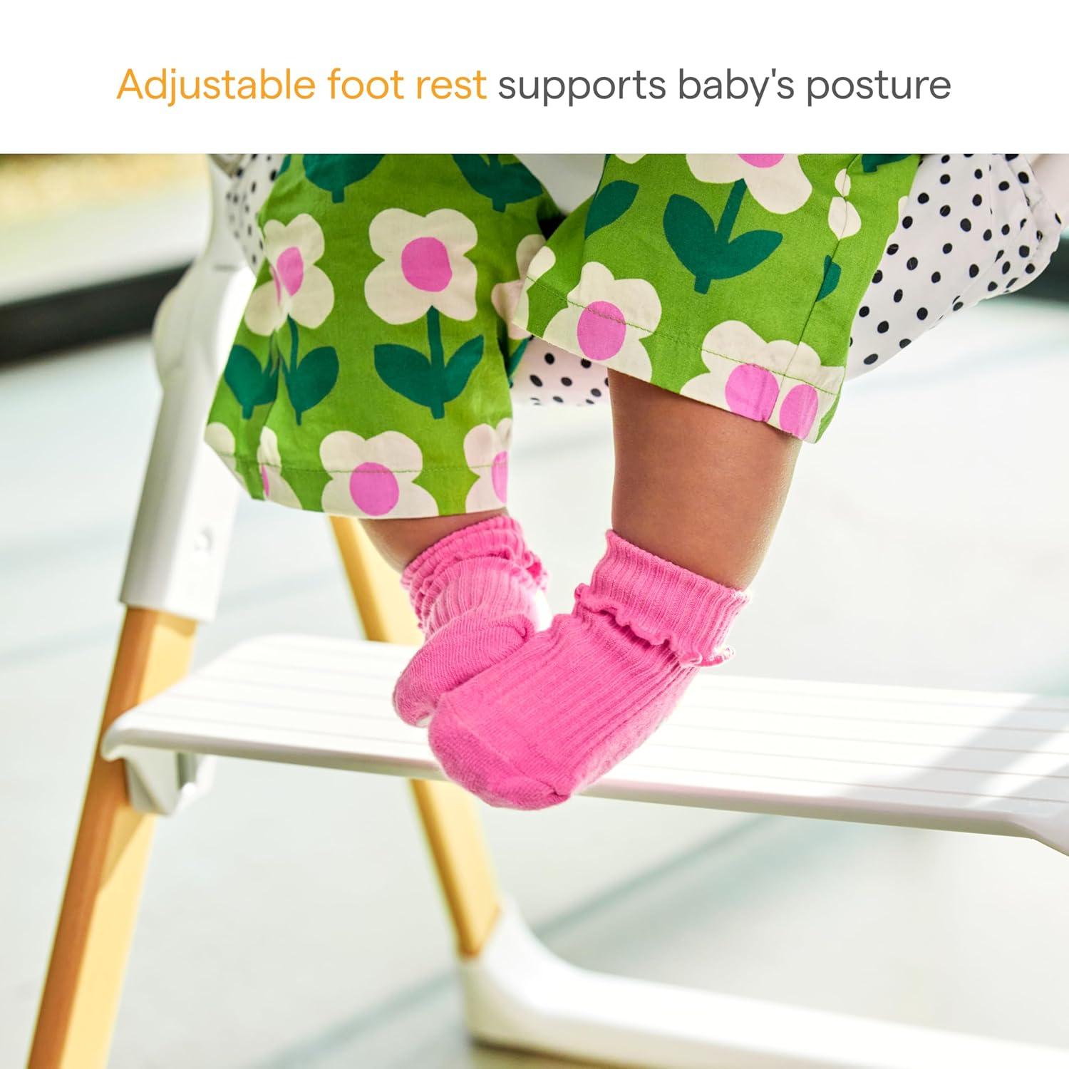 imageMunchkin Float Baby High Chair Foldable and Easy to Clean for Babies and Toddlers White with Wooden LegsWhite
