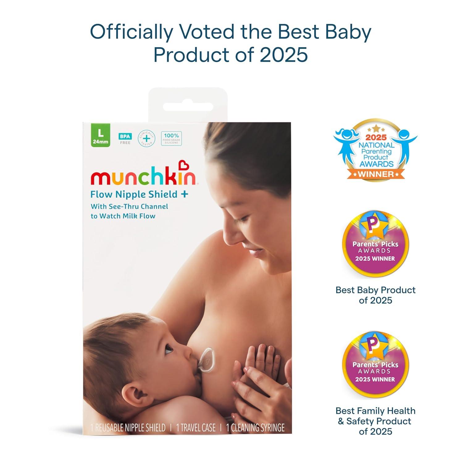 imageMunchkin Flow Nipple Shield  with SeeThru Channel to Watch Milk Flow  Nurse Confidently and Meet Your Breastfeeding Goals Silicone  20mm20mm