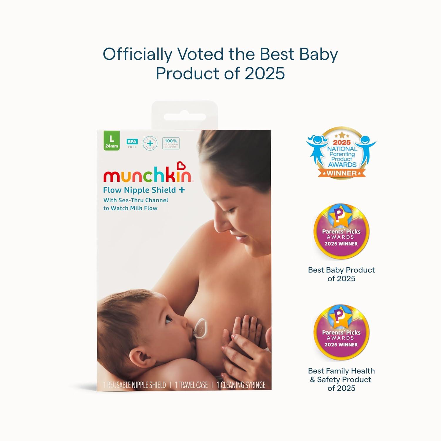 imageMunchkin Flow Nipple Shield  with SeeThru Channel to Watch Milk Flow  Nurse Confidently and Meet Your Breastfeeding Goals Silicone  20mm24mm