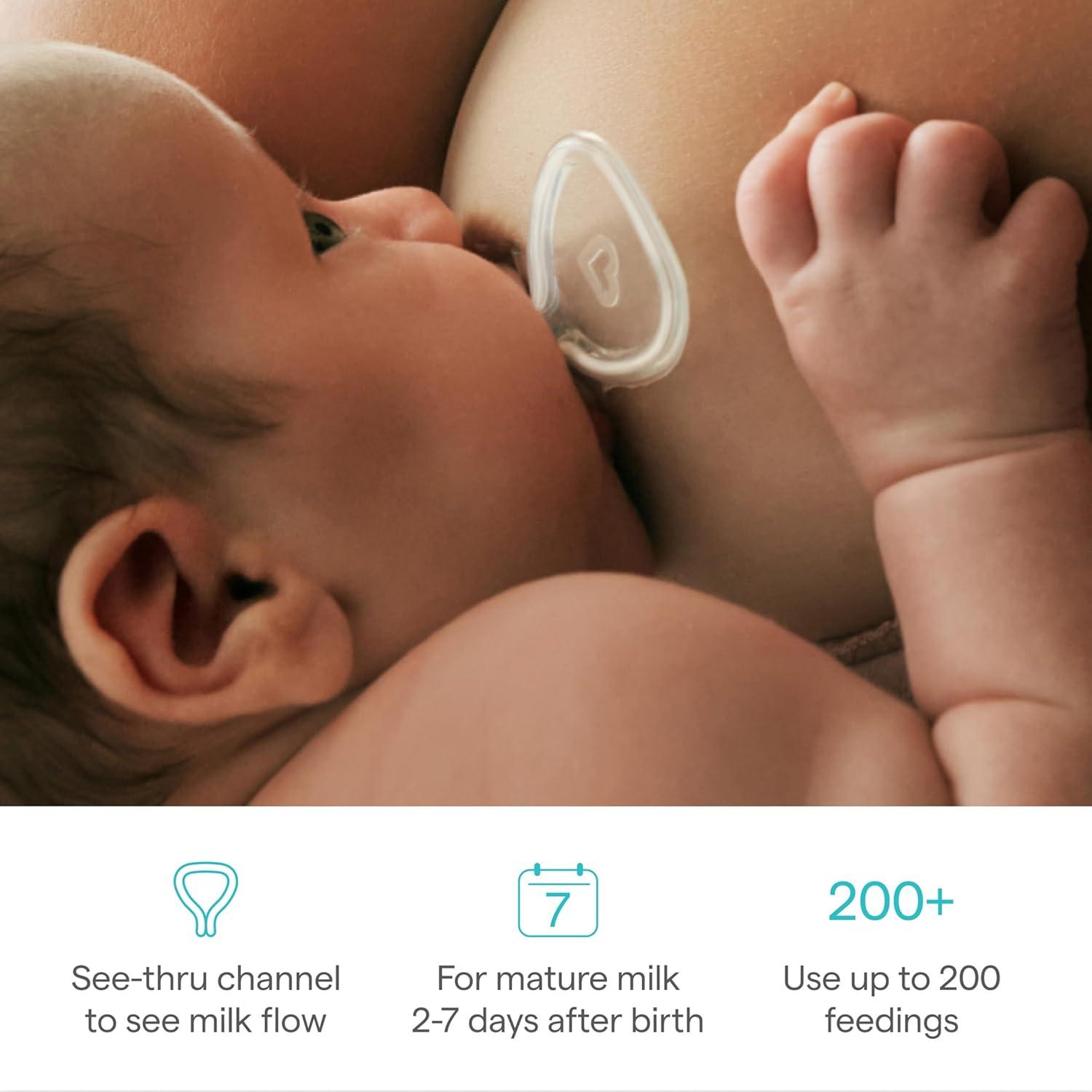 imageMunchkin Flow Nipple Shield  with SeeThru Channel to Watch Milk Flow  Nurse Confidently and Meet Your Breastfeeding Goals Silicone  20mm24mm