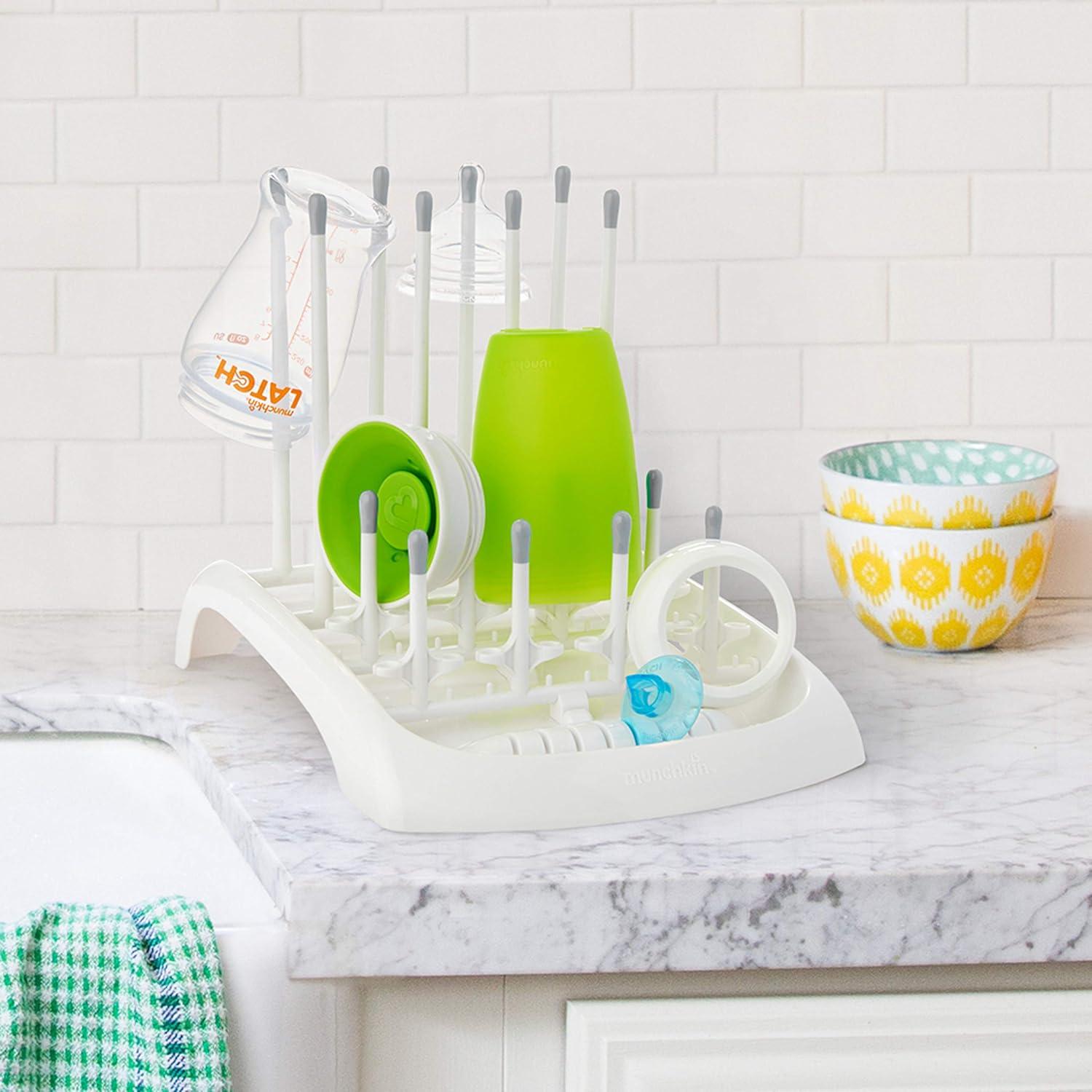 imageMunchkin Fold Baby Bottle Drying Rack  Compact Design Folds Flat for Easy Storage WhiteGrey1 Count Pack of 1