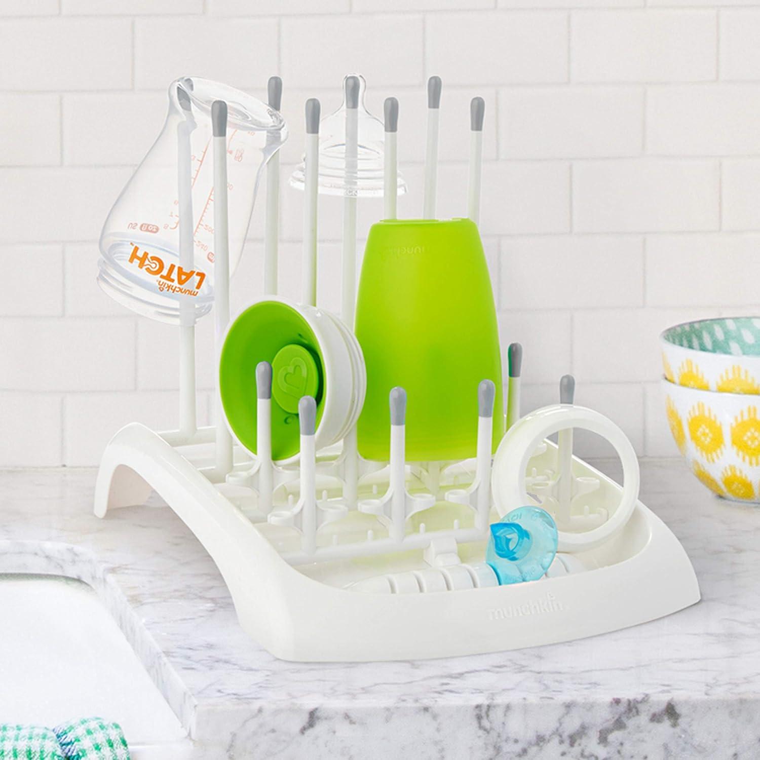 imageMunchkin Fold Baby Bottle Drying Rack  Compact Design Folds Flat for Easy Storage WhiteGrey3 Piece Set