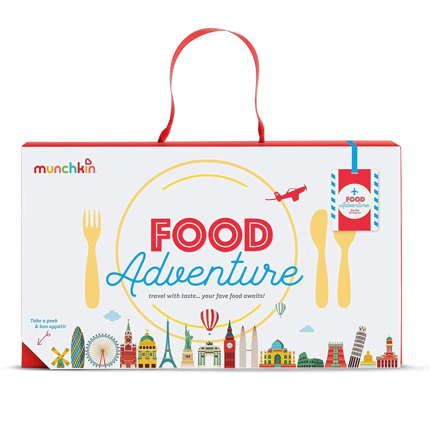 imageMunchkin Food Adventure Splash Toddler Dining Set Includes Plate and Stainless Steel Utensils BluePurple