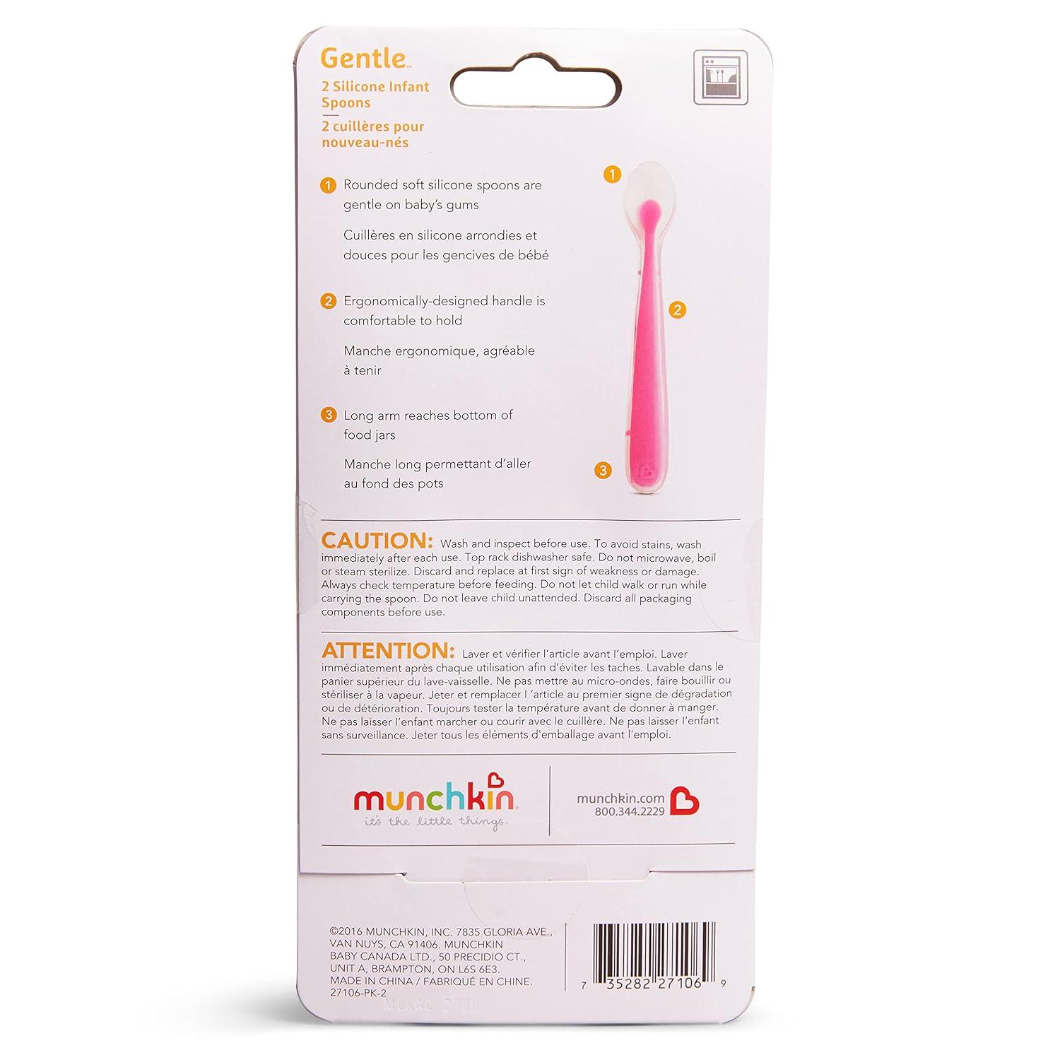 imageMunchkin Gentle Silicone Spoons 4 Pack PinkGreenPinkGreen