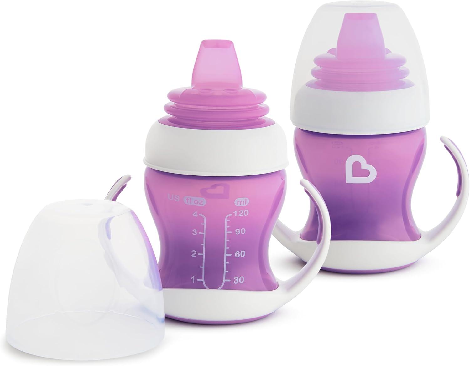 imageMunchkin Gentle Transition Sippy Trainer Cup 4 Ounce 2 Pack Blue ampamp Gentle Transition Sippy Cup with Trainer Handles 10 Ounce BlueCup  3pk Suction Bowls