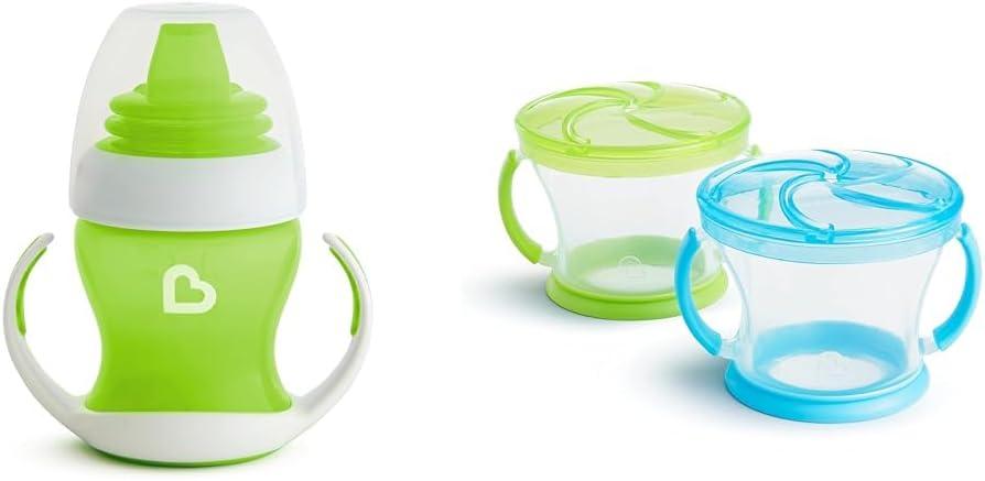 imageMunchkin Gentle Transition Sippy Trainer Cup 4 Ounce 2 Pack Blue ampamp Gentle Transition Sippy Cup with Trainer Handles 10 Ounce BlueCup  FOOD 10861