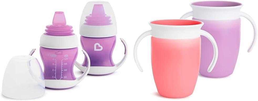 imageMunchkin Gentle Transition Sippy Trainer Cup 4 Ounce 2 Pack Blue ampamp Gentle Transition Sippy Cup with Trainer Handles 10 Ounce BlueCup Drinking Cup  17927
