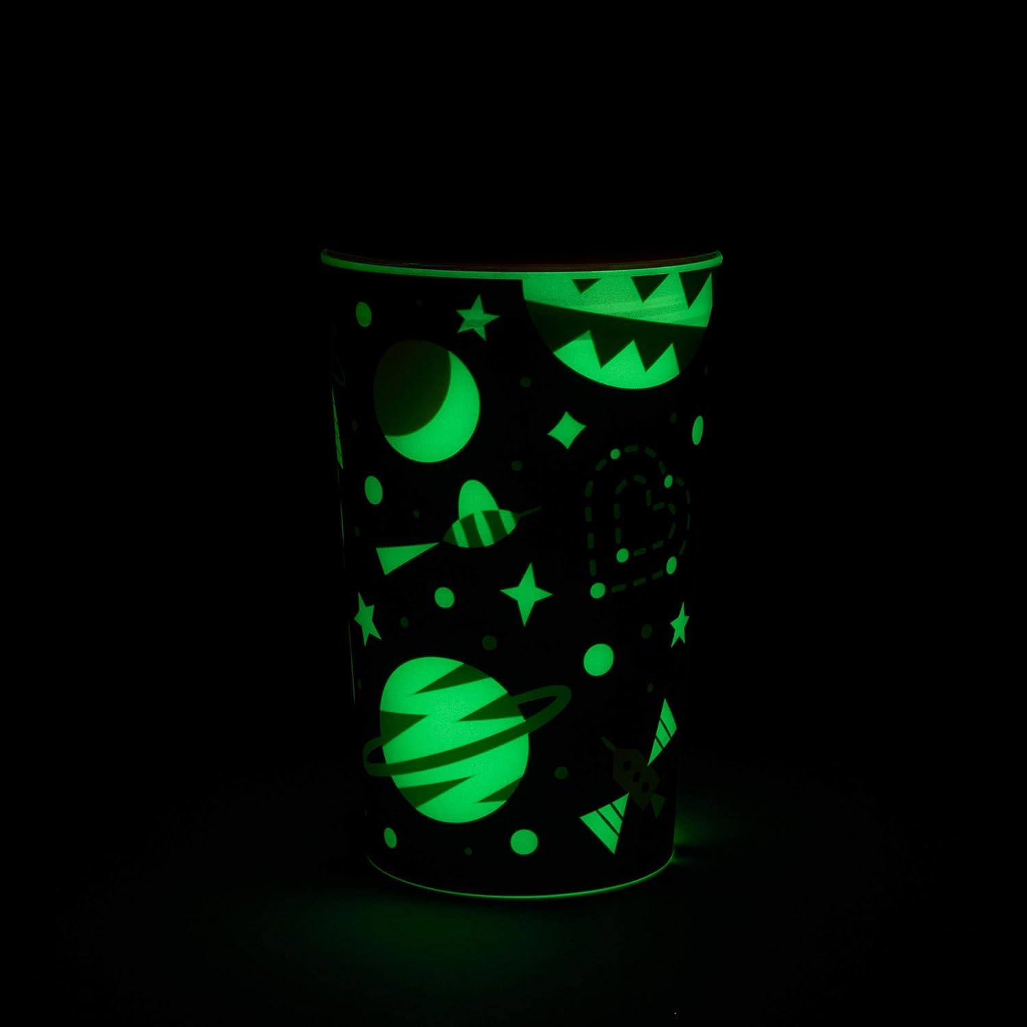 imageMunchkin Glow in The Dark Toddler Sippy Cup with Miracle 360 Spoutless Spill Proof Drinking Edge 9 Ounce Camping YellowAstronaut