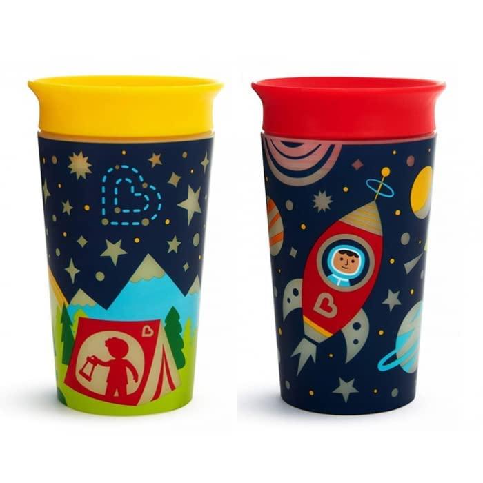 imageMunchkin Glow in The Dark Toddler Sippy Cup with Miracle 360 Spoutless Spill Proof Drinking Edge 9 Ounce Camping YellowMulticolor