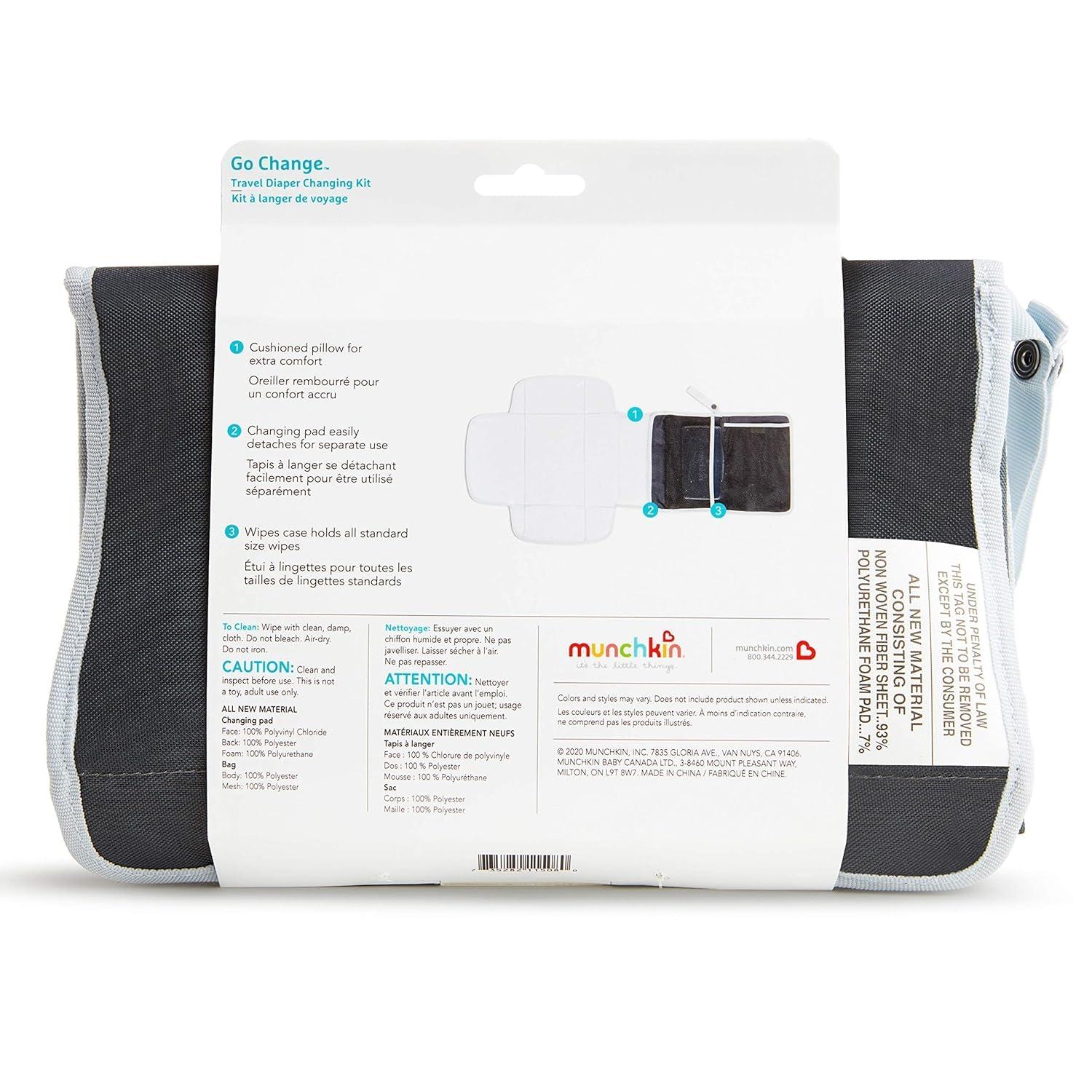 imageMunchkin Go Change Portable Diaper Changing Kit with Changing Pad and Wipes Case GreyGrey