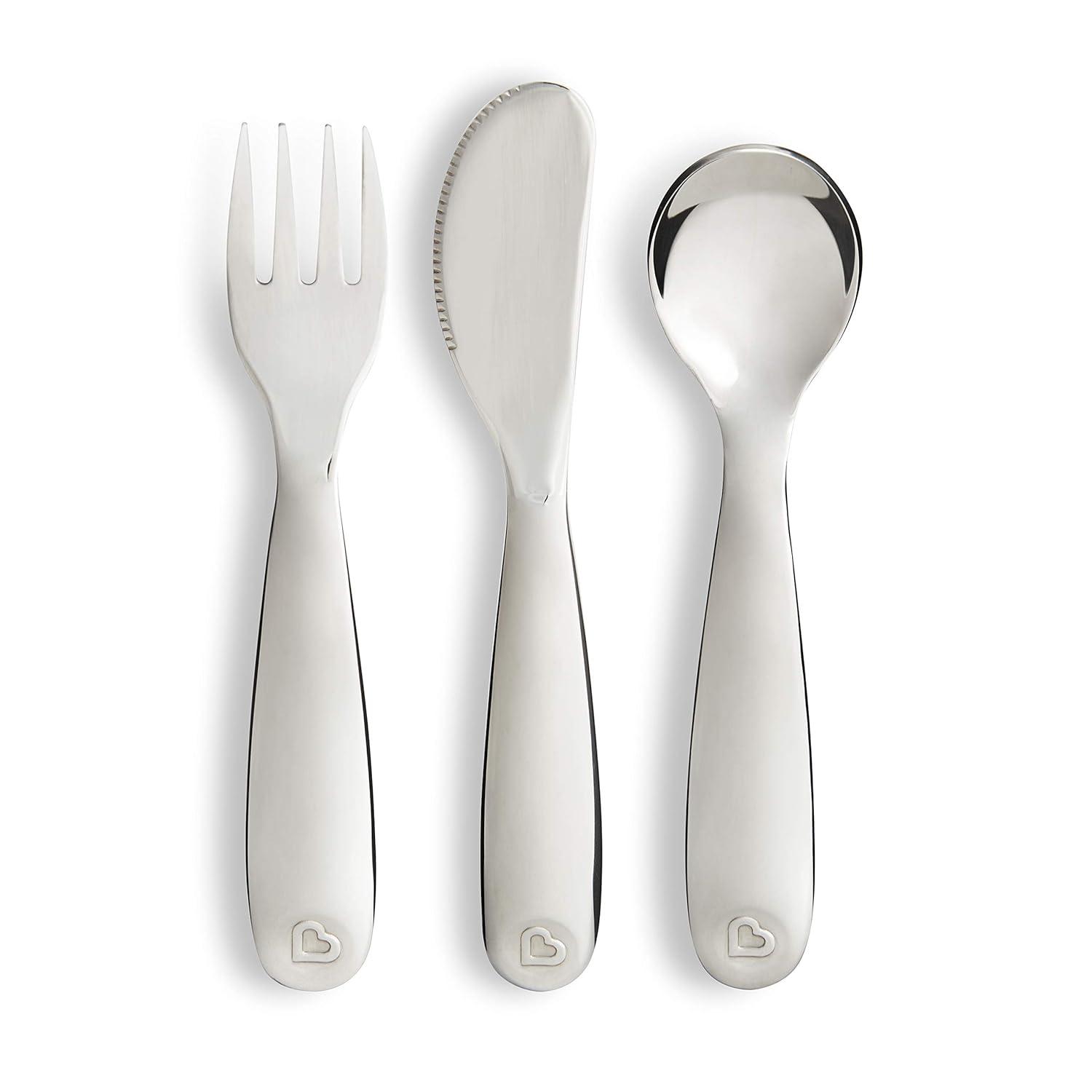 imageMunchkin Grown Ups Table 7pc Toddler Feeding Supplies Gift Set Includes Plates Bowl Open Cup and Stainless Steel Utensils Grey