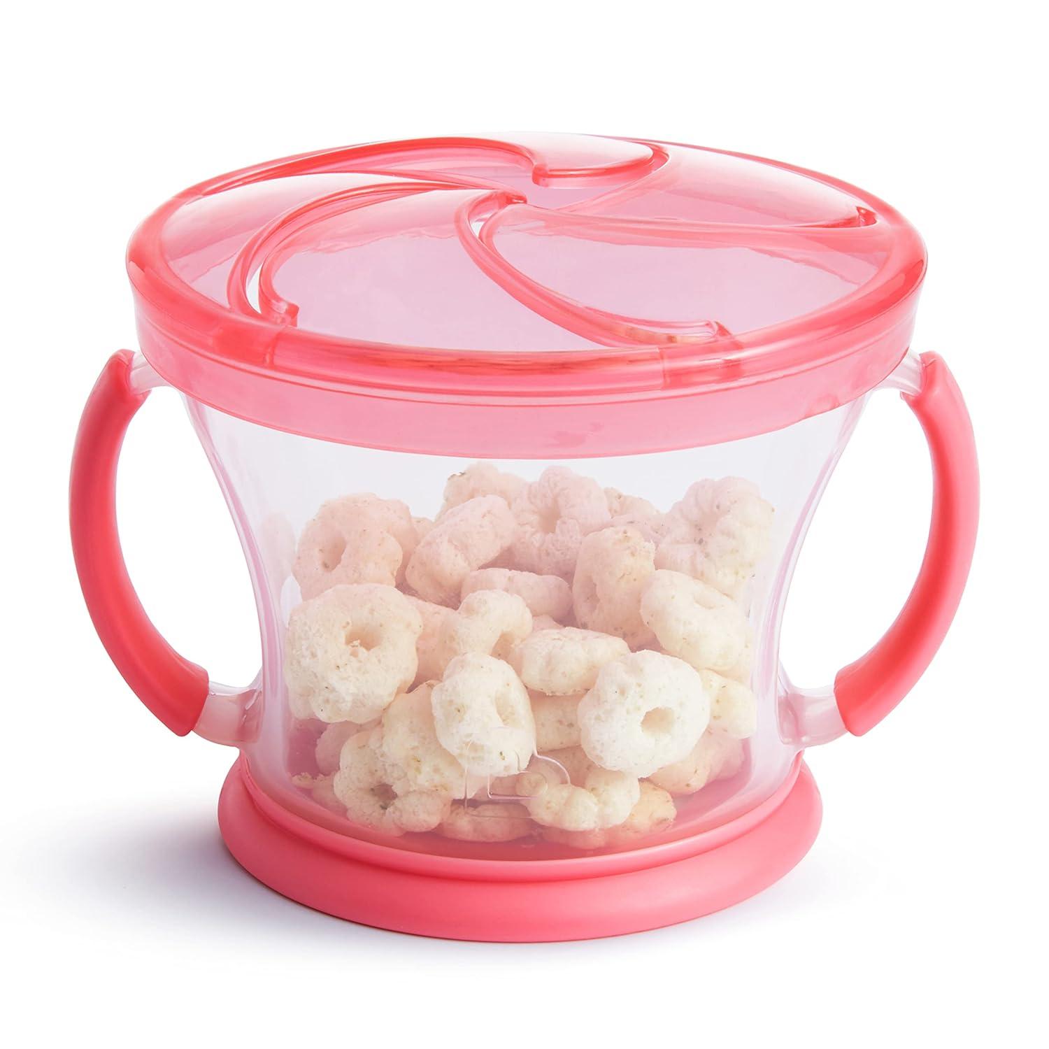 imageMunchkin Happy Snacker Toddler Cups and Snack Containers  7oz Any Angle Weighted Straw Trainer Cup and 9oz Snack Catchers PurplePinkPinkPurple