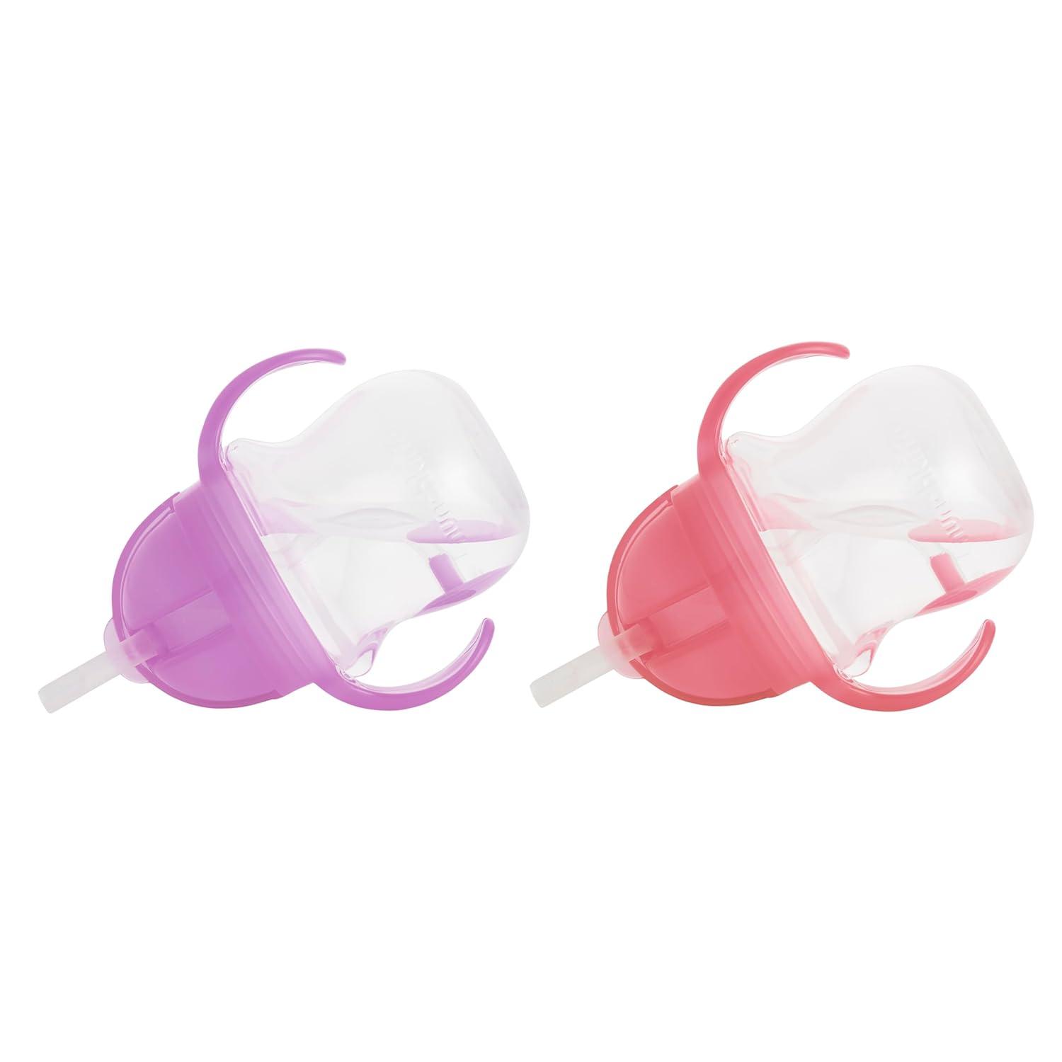 imageMunchkin Happy Snacker Toddler Cups and Snack Containers  7oz Any Angle Weighted Straw Trainer Cup and 9oz Snack Catchers PurplePinkPinkPurple