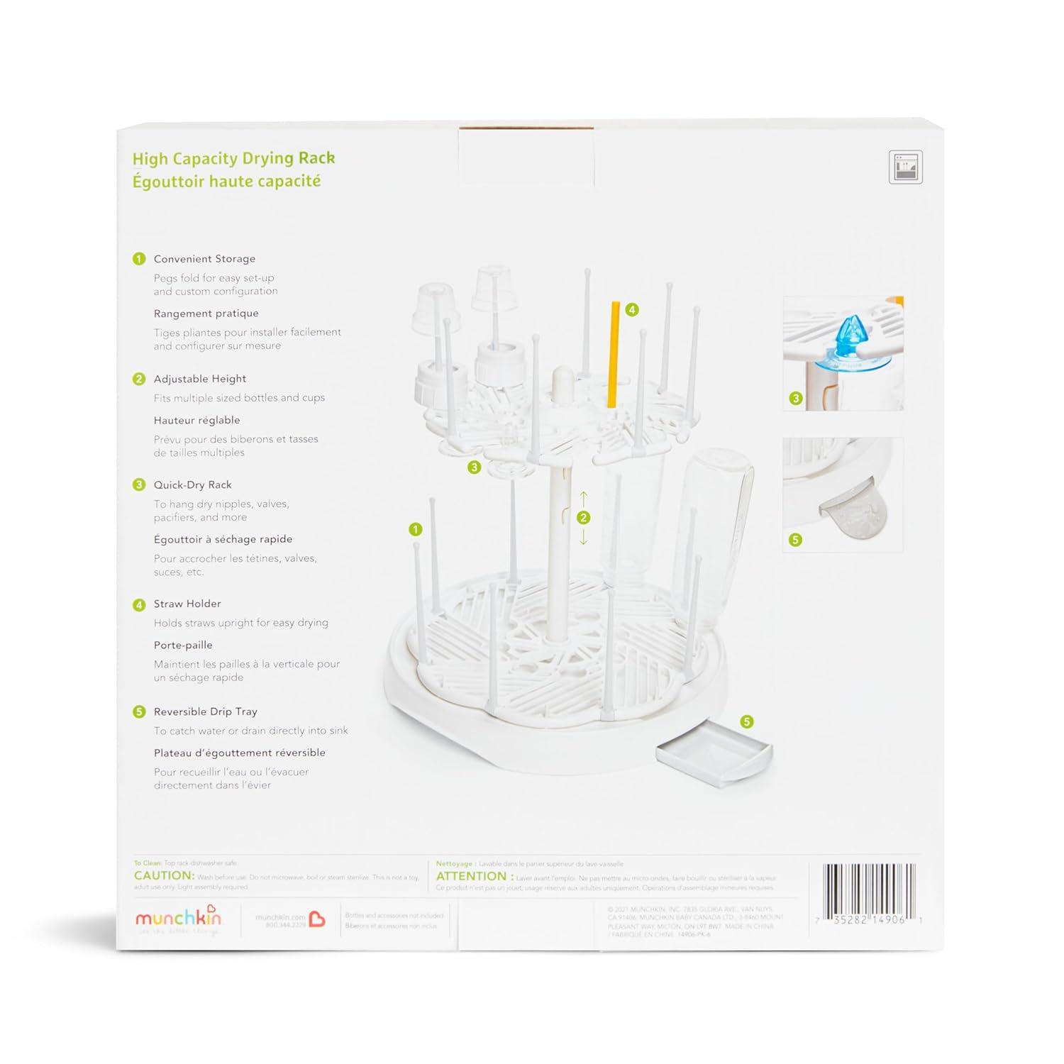 imageMunchkin High Capacity Drying Rack for Baby Bottles and Accessories White1 Count Pack of 1