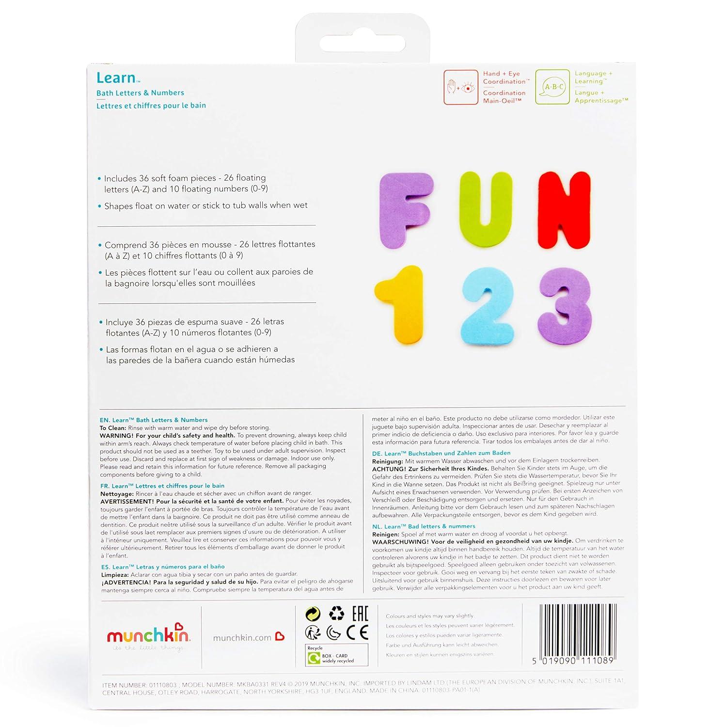 imageMunchkin Learn Bath Letters and Numbers 36pc Toddler Bath ToyMulitcolor