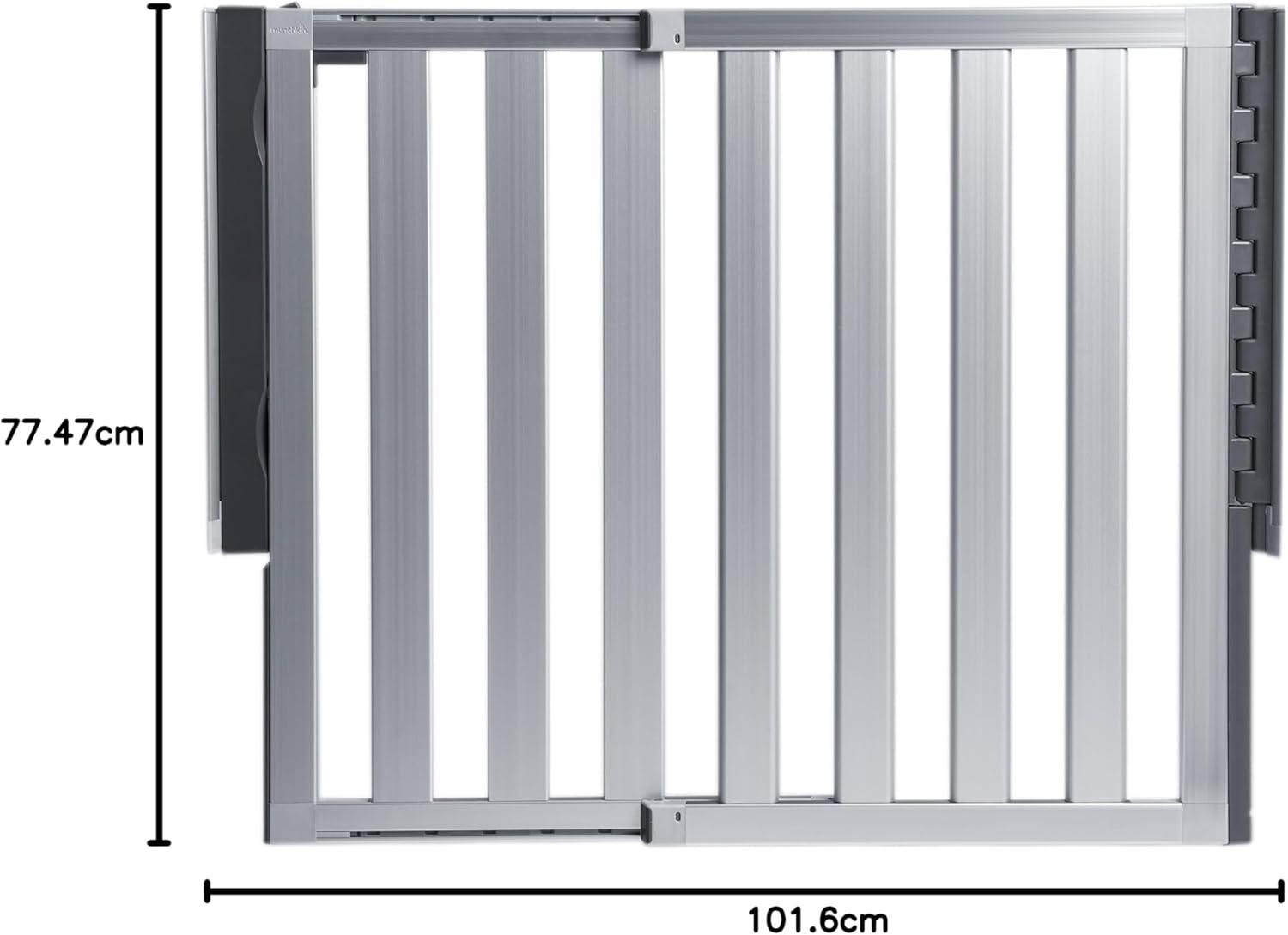 imageMunchkin Loft Hardware Mounted Baby Gate for Stairs Hallways and Doors Extends 265quot 40quot Wide Silver AluminumTemporary Gate