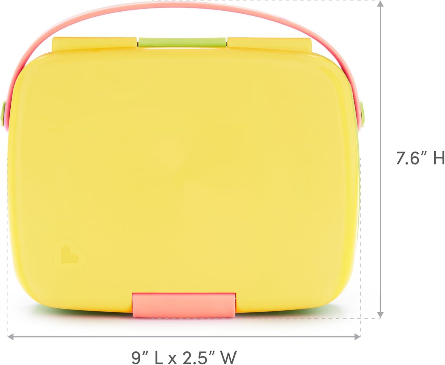 imageMunchkin Lunch Bento Box for Kids and Toddlers Includes Stainless Steel Utensils BPAFree 18 Months and Up BlueGreenYellowYellow