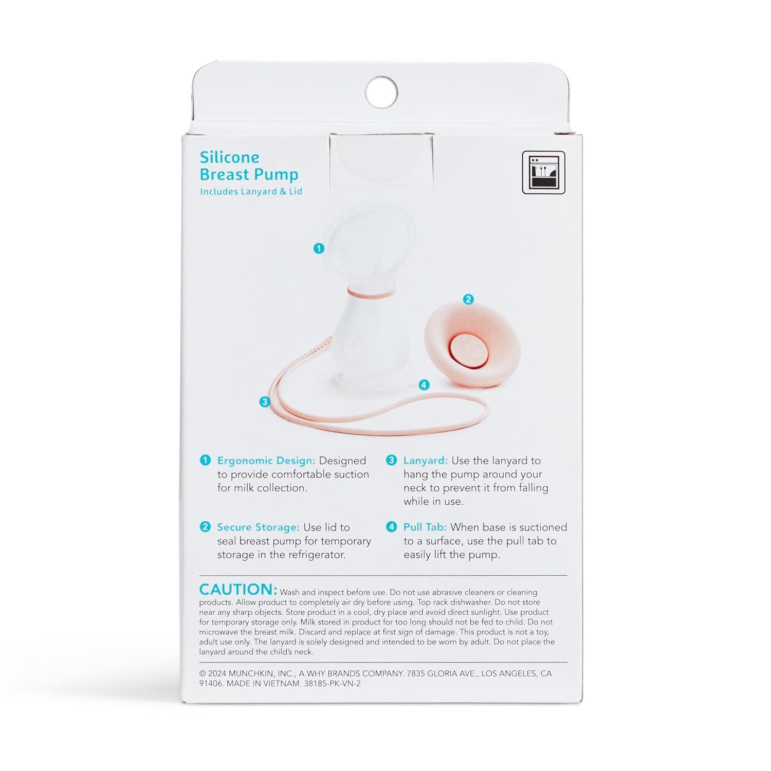imageMunchkin Manual Breast Pump for Breastmilk Food Grade Silicone BPA Free 4 Ounce  Portable Breastfeeding Essential for Expressing Milk at Home Work and On The Go ClearPinkBreast Pump