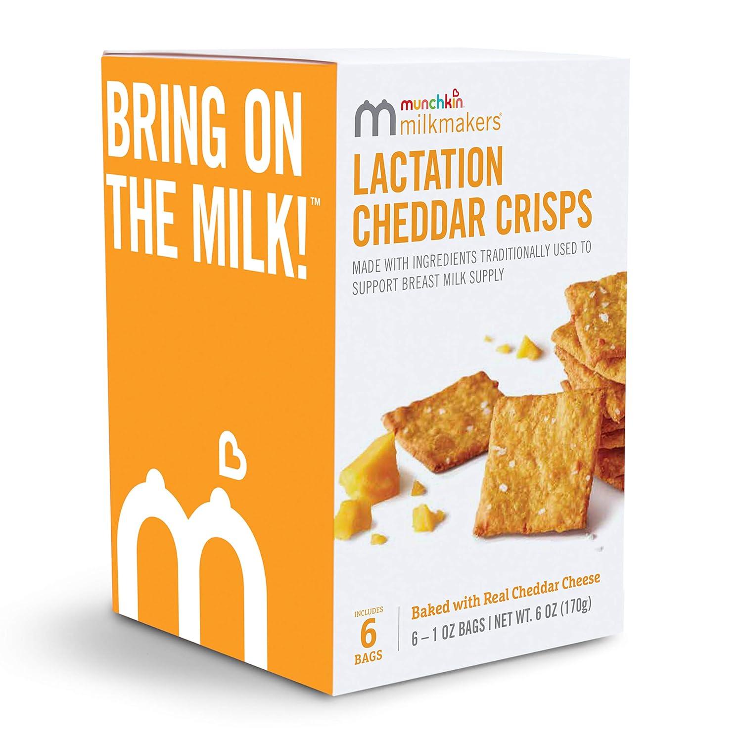 imageMunchkin Milkmakers Lactation Cheddar Crisps for Breastfeeding Moms with Oats and Flax 6 CountCheddar Crisps