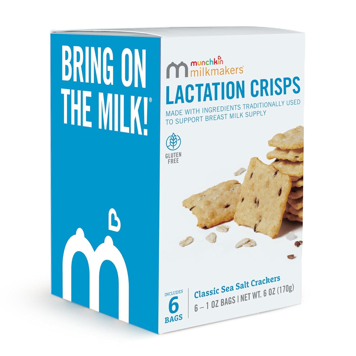 imageMunchkin Milkmakers Lactation Cheddar Crisps for Breastfeeding Moms with Oats and Flax 6 CountSea Salt Crisps