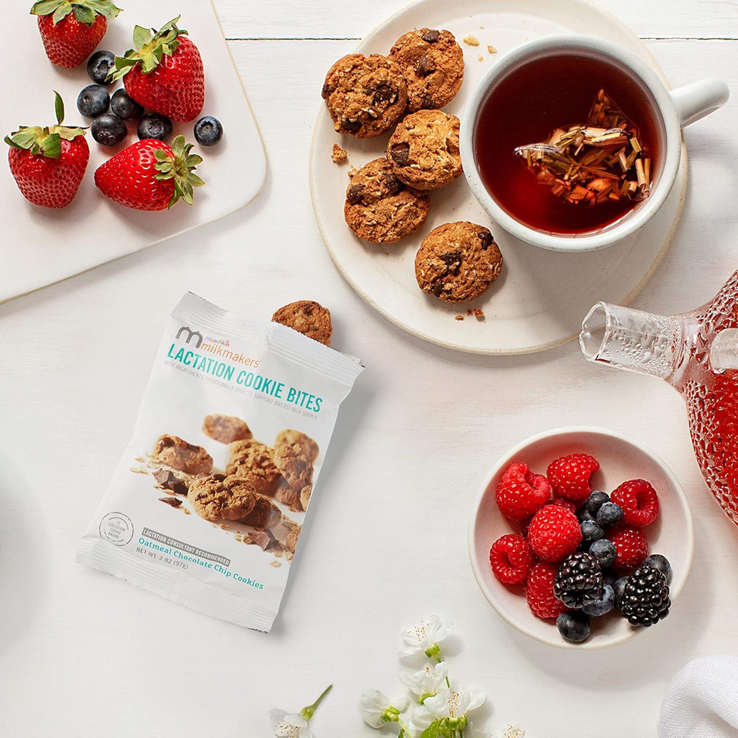 imageMunchkin Milkmakers Oatmeal Chocolate Chip Lactation Cookie Bites and 2in1 Supplements  Supports Breast Milk Supply and Healthy DuctsLactation Supplement  Oatmeal Chocolate Chip Cookies