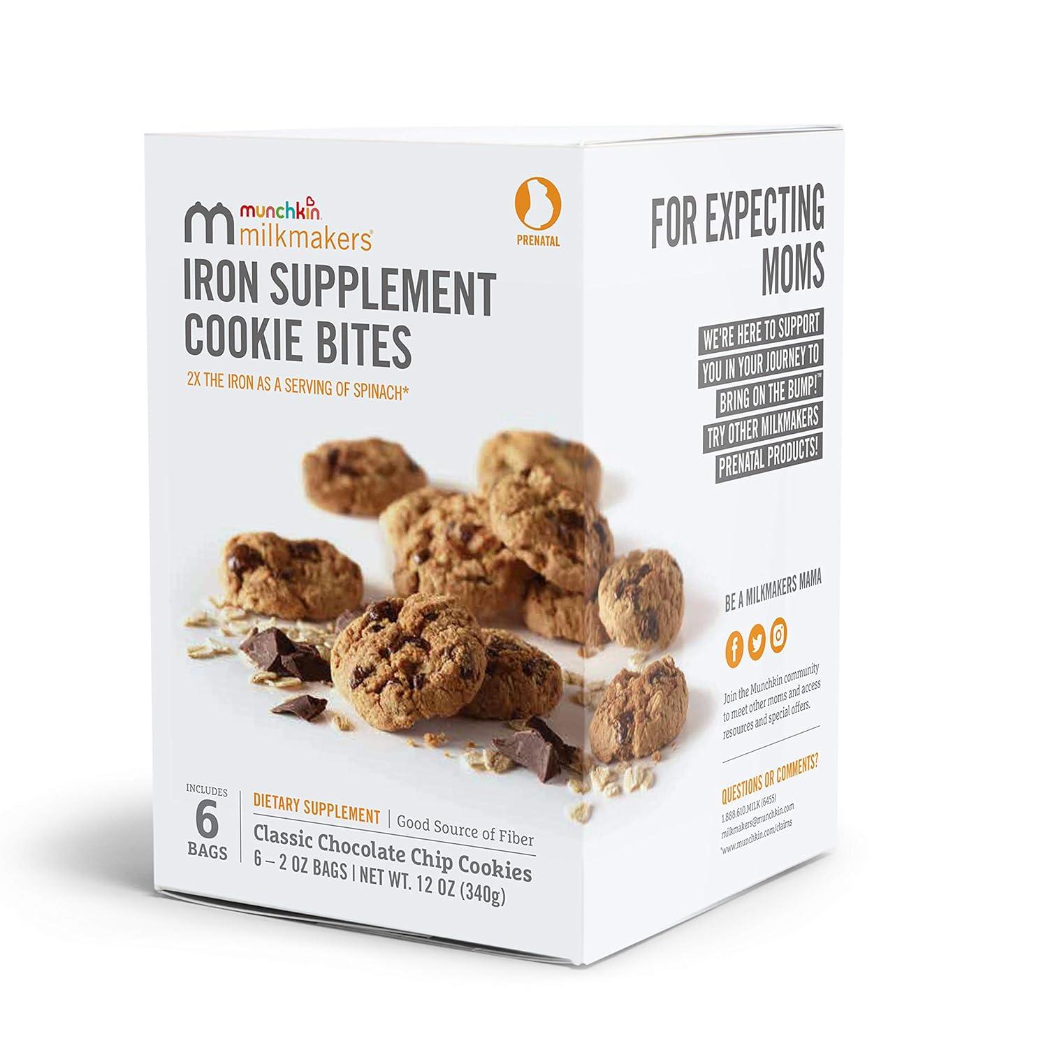 imageMunchkin Milkmakers Prenatal Iron Supplement Cookie Bites Chocolate Chip 6 PackPrenatal Cookie Bites