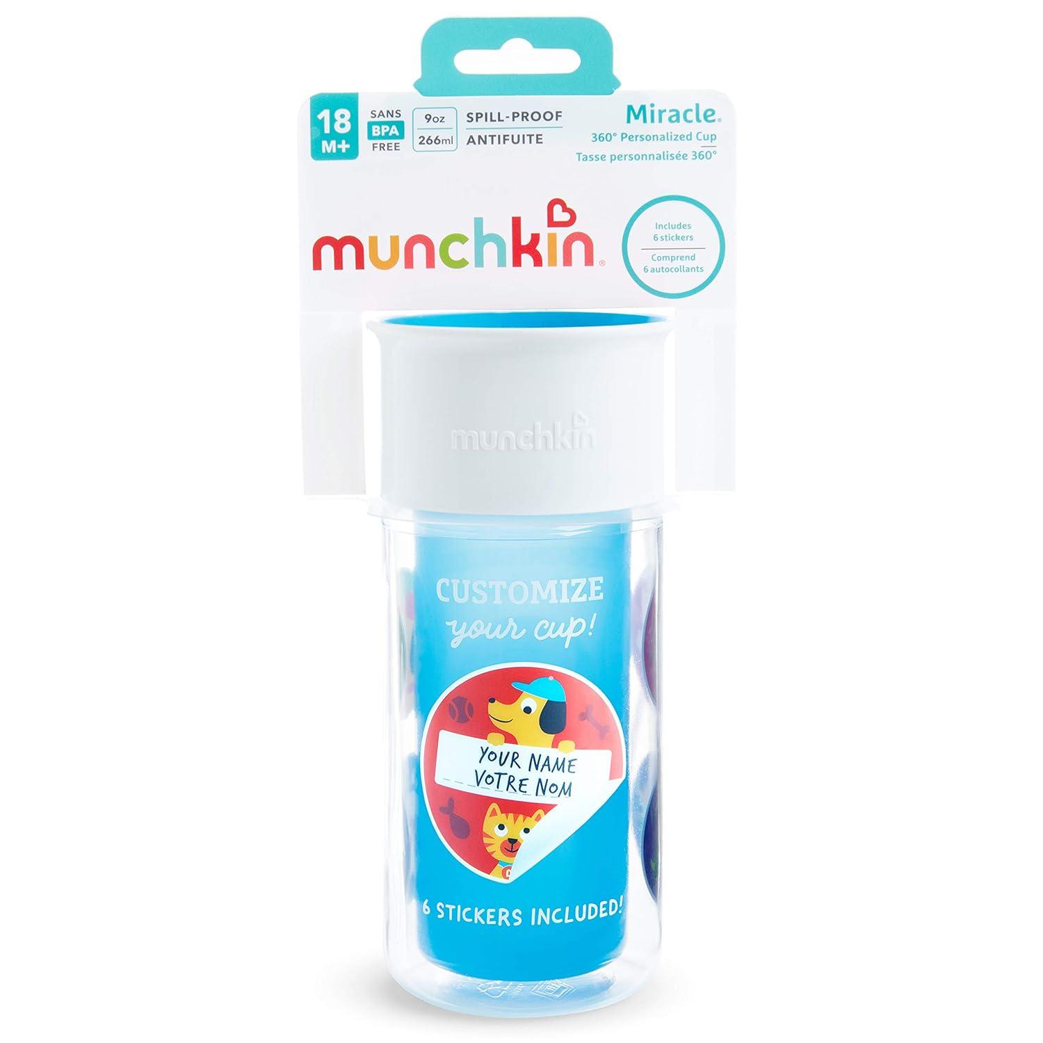 imageMunchkin Miracle 360 Insulated Sippy Cup Includes Stickers to Customize Cup 9 Ounce PurpleBlue
