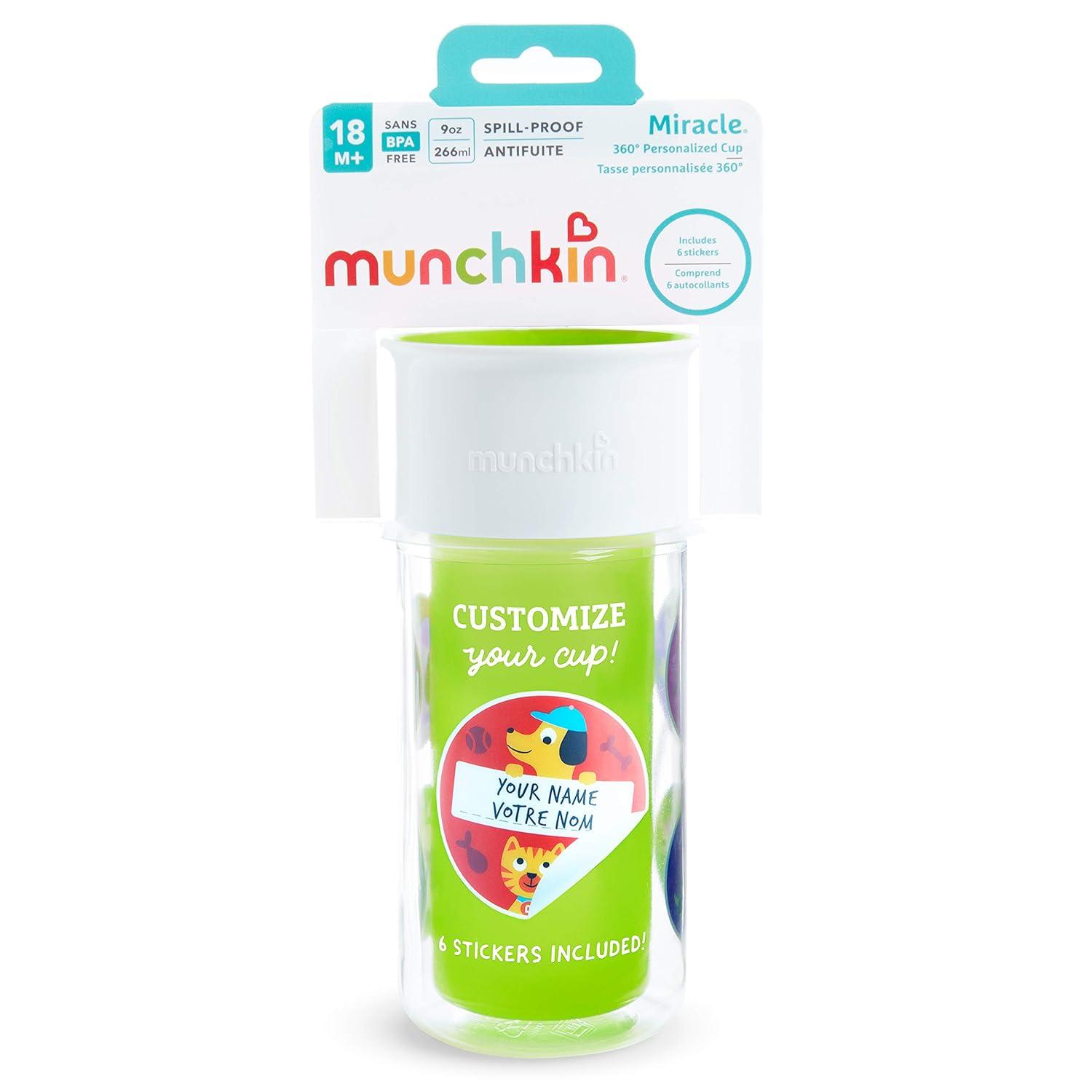 imageMunchkin Miracle 360 Insulated Sippy Cup Includes Stickers to Customize Cup 9 Ounce PurpleGreen