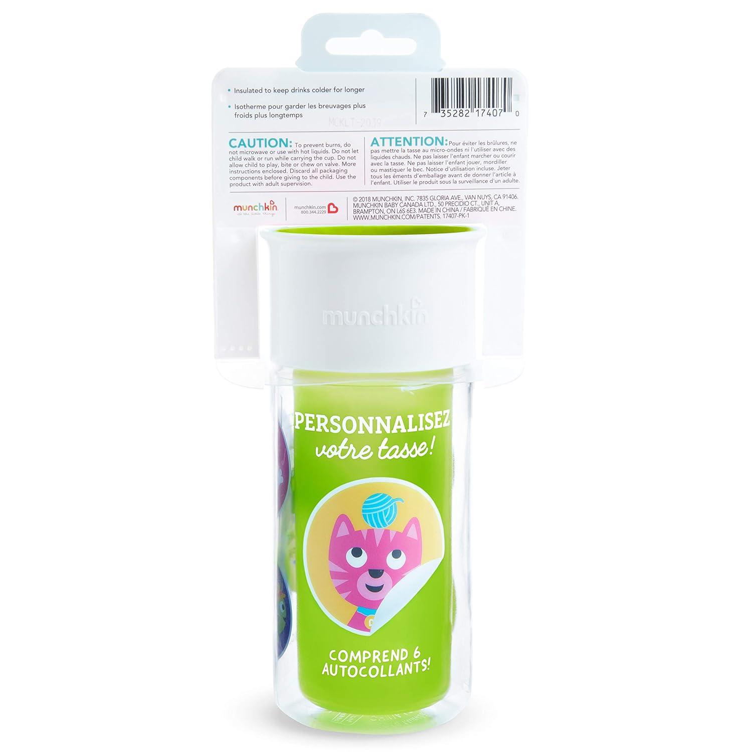 imageMunchkin Miracle 360 Insulated Sippy Cup Includes Stickers to Customize Cup 9 Ounce PurpleGreen
