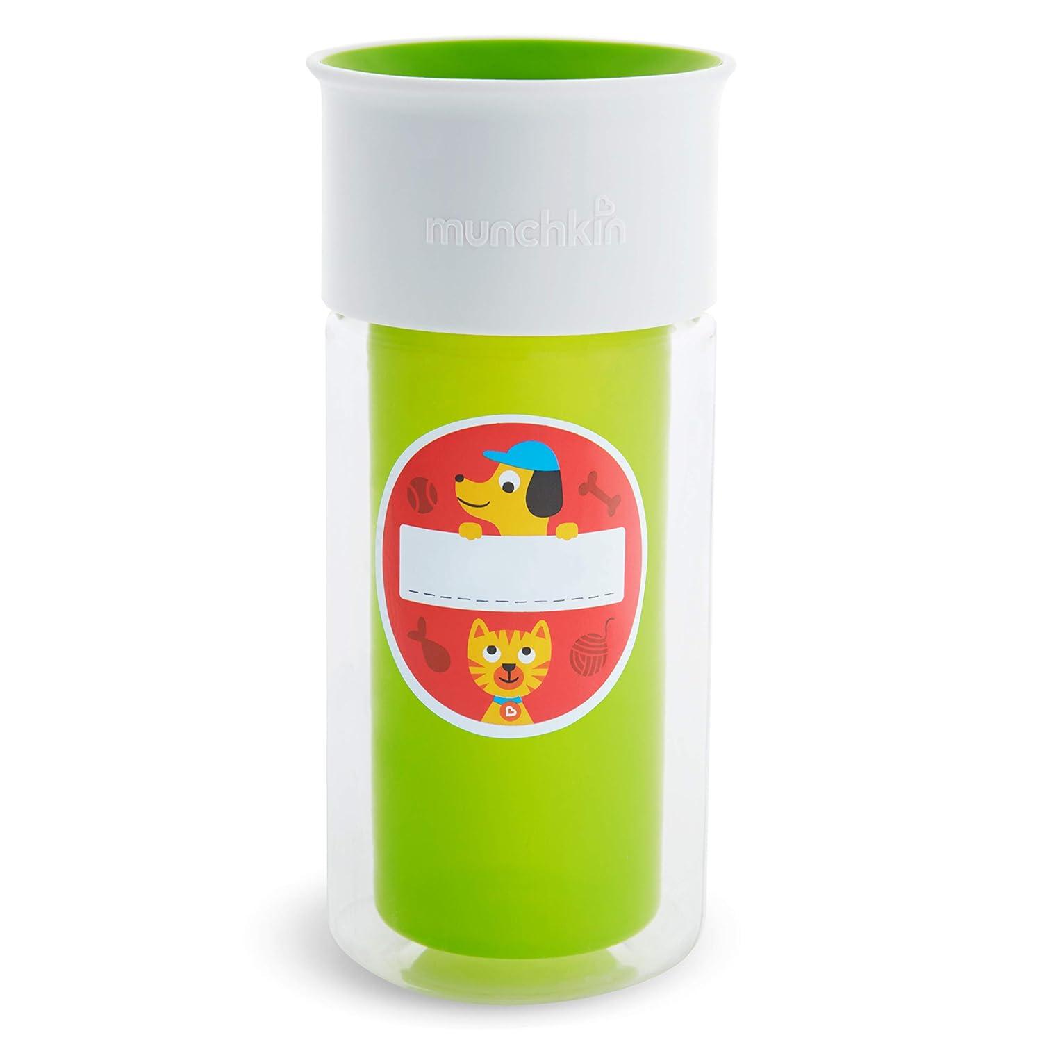 imageMunchkin Miracle 360 Insulated Sippy Cup Includes Stickers to Customize Cup 9 Ounce PurpleGreen