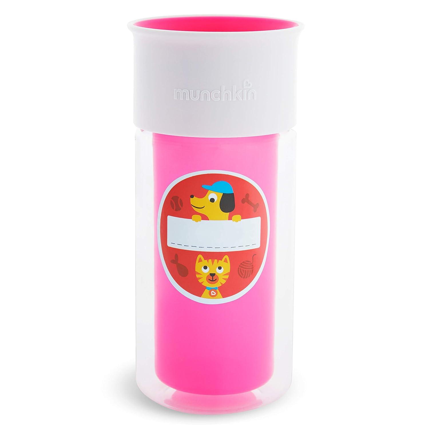 imageMunchkin Miracle 360 Insulated Sippy Cup Includes Stickers to Customize Cup 9 Ounce PurplePink