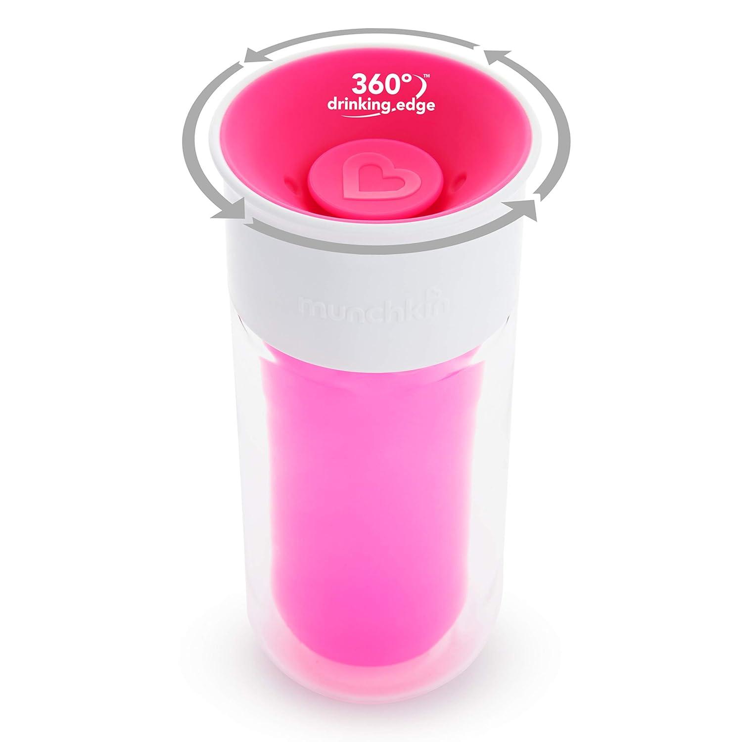 imageMunchkin Miracle 360 Insulated Sippy Cup Includes Stickers to Customize Cup 9 Ounce PurplePink