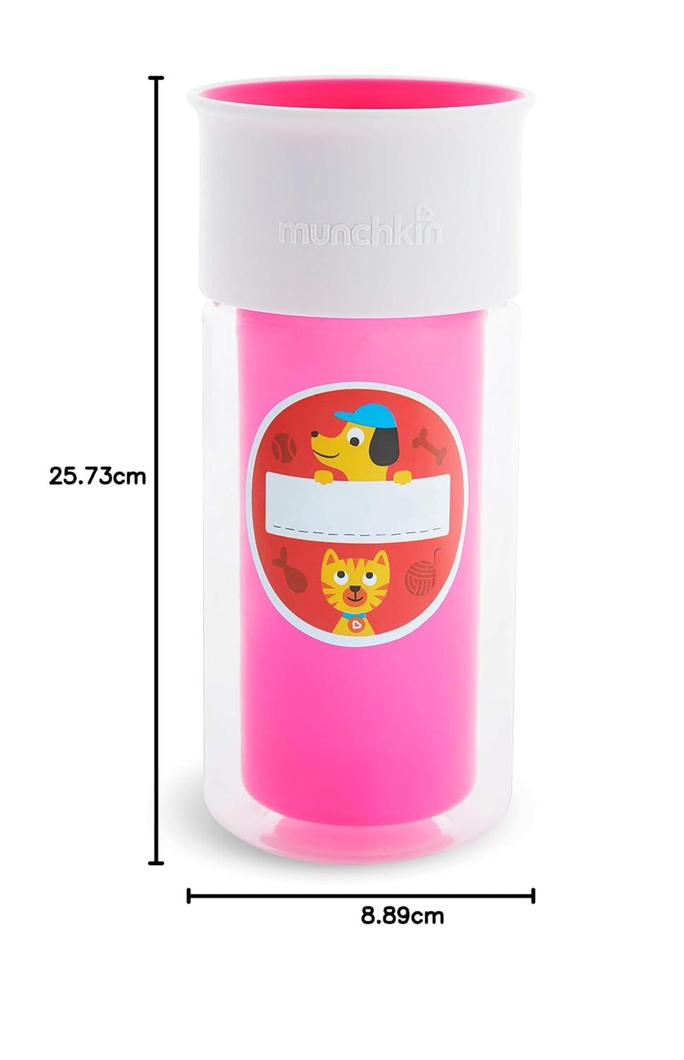 imageMunchkin Miracle 360 Insulated Sippy Cup Includes Stickers to Customize Cup 9 Ounce PurplePink
